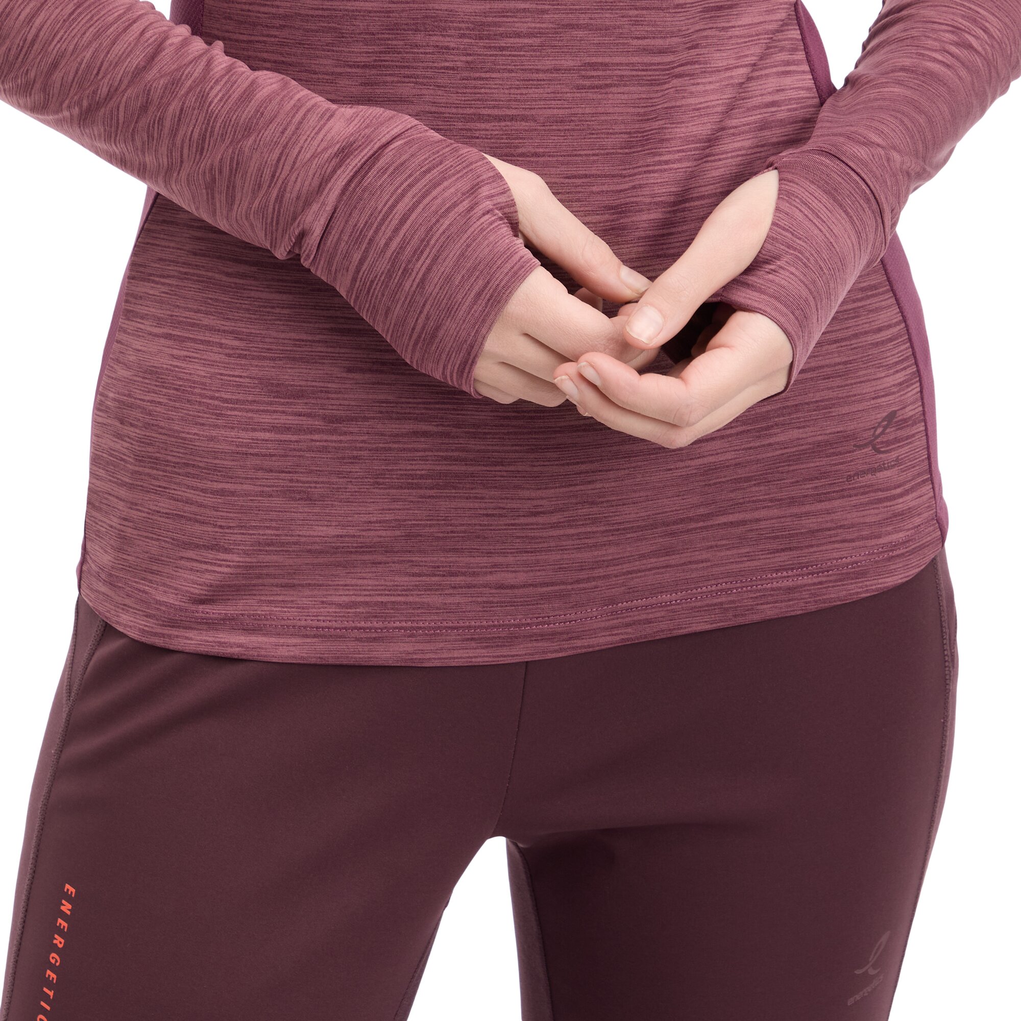 ENERGETICS Da.-Langarmshirt Evii L/S W MELANGE/RED WINE/RED – Bild 3