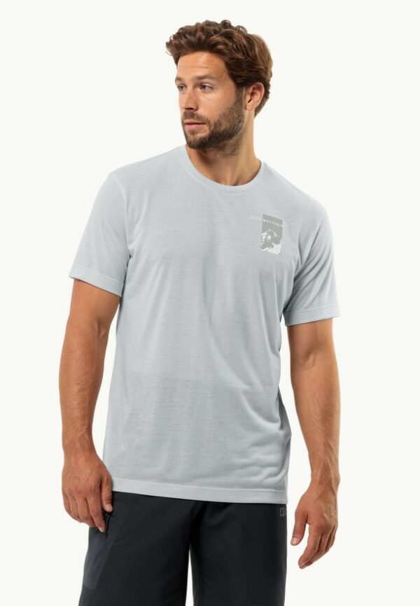 JACK WOLFSKIN VONNAN S/S GRAPHIC T M COOL GREY – Bild 3