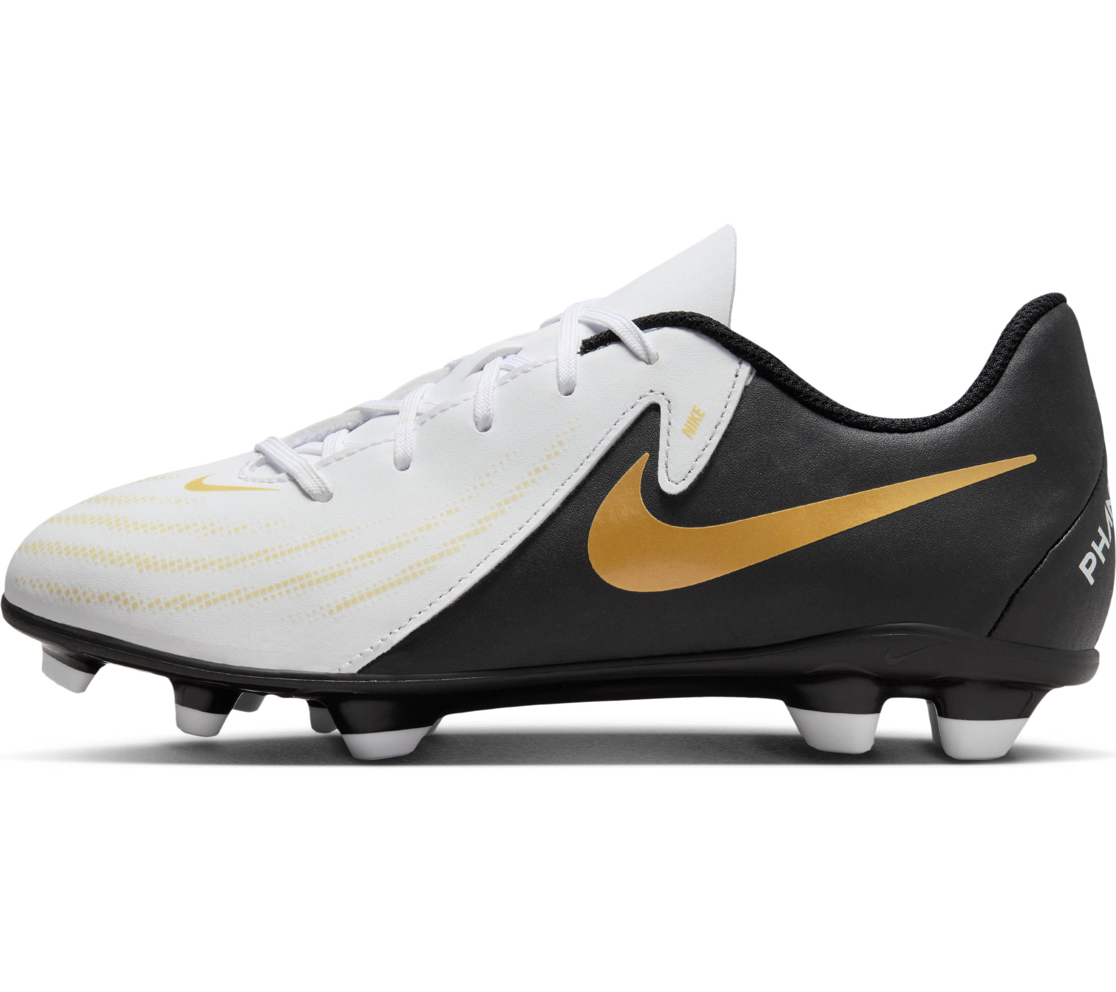 NIKE JR PHANTOM GX II CLUB FG/MG WHITE/BLACK-MTLC GOLD COIN – Bild 3