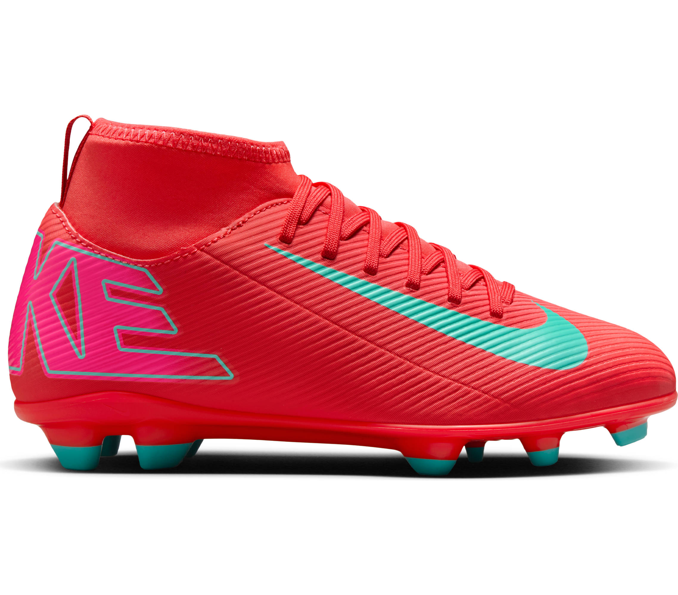 NIKE JR SUPERFLY 10 CLUB FG/MG EMBER GLOW/AURORA GREEN