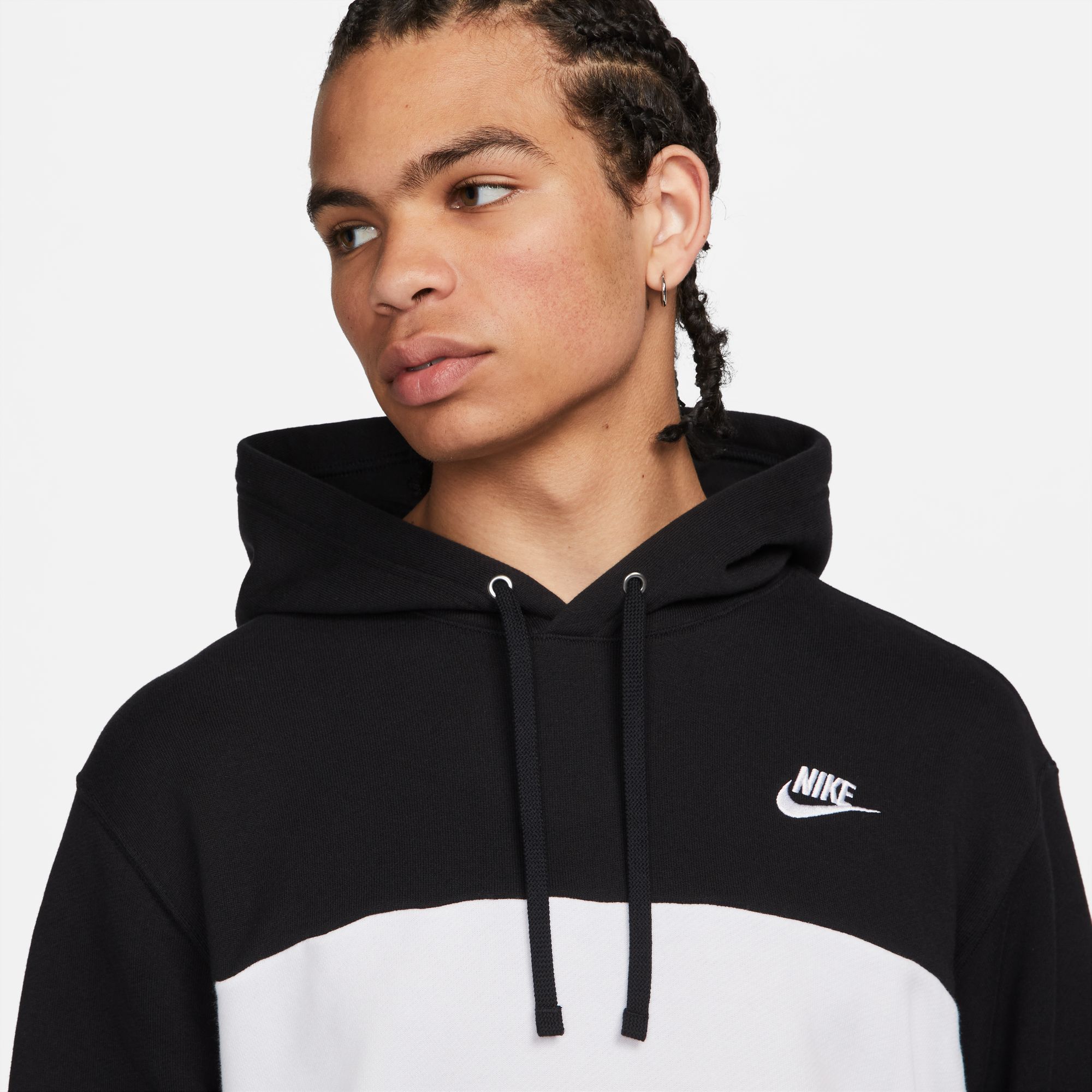 NIKE M NK CLUB+ FT CB HOODIE BLACK/WHITE/WHITE – Bild 3