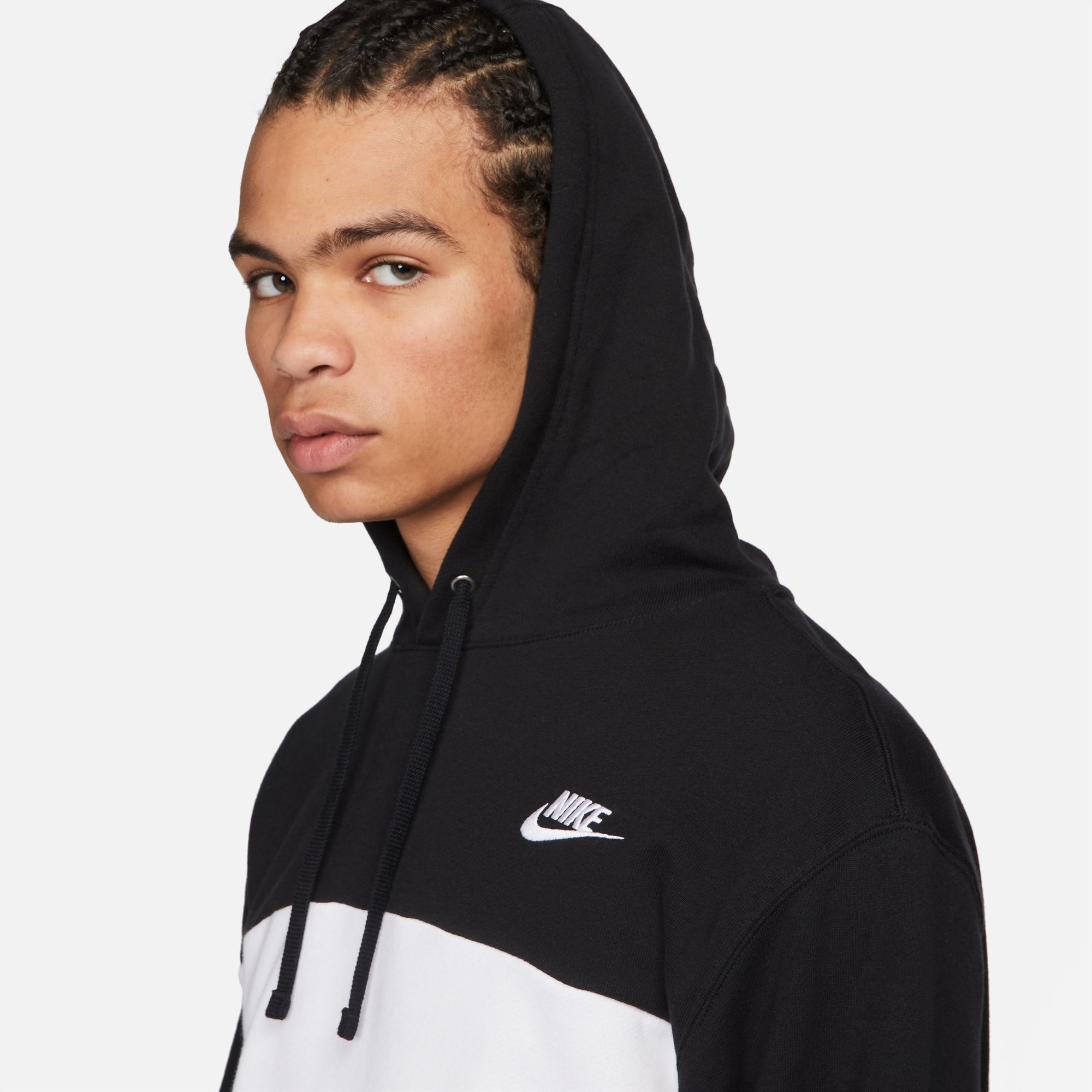 NIKE M NK CLUB+ FT CB HOODIE BLACK/WHITE/WHITE – Bild 5