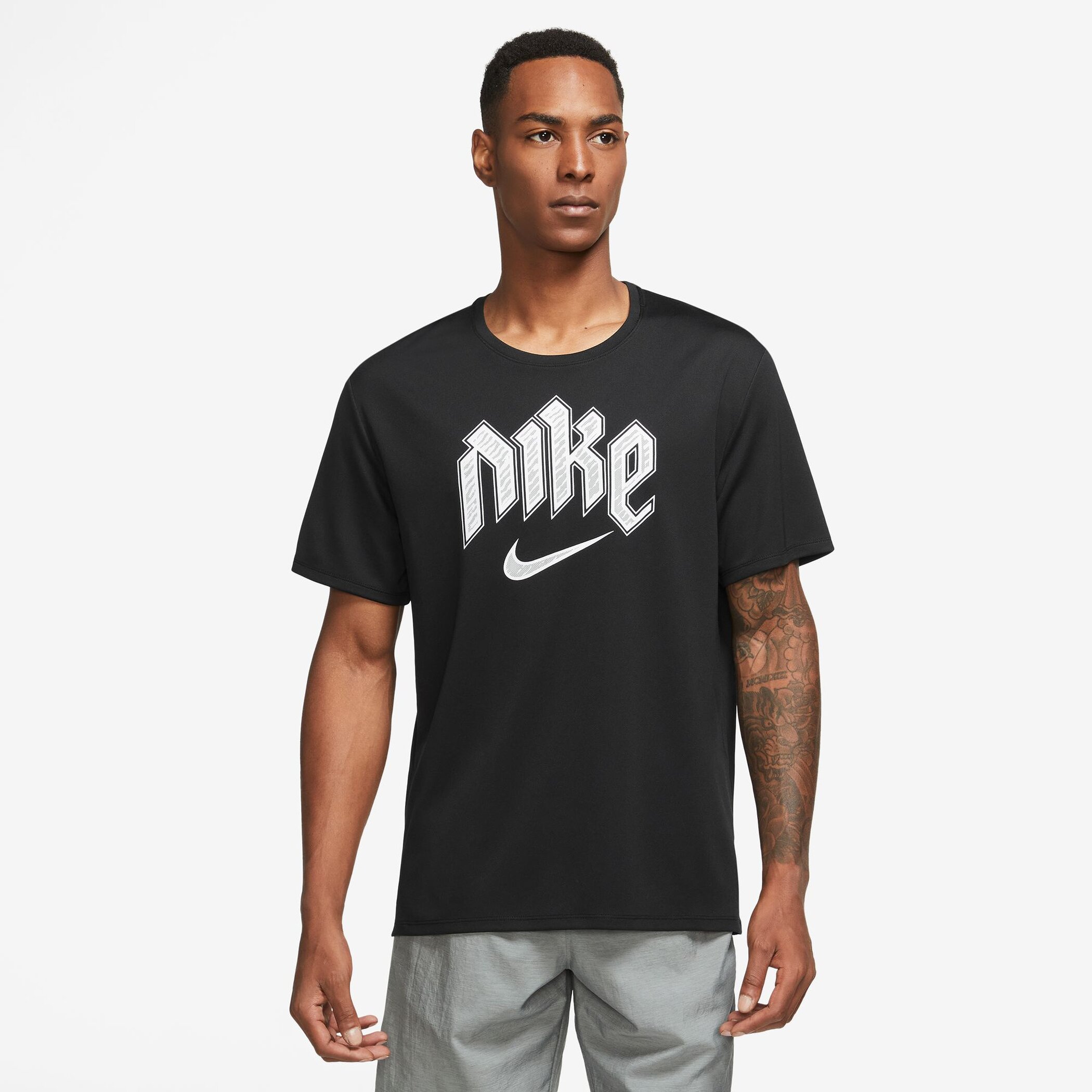 NIKE M NK DF RUN DVN MILER SS BLACK/REFLECTIVE SILV