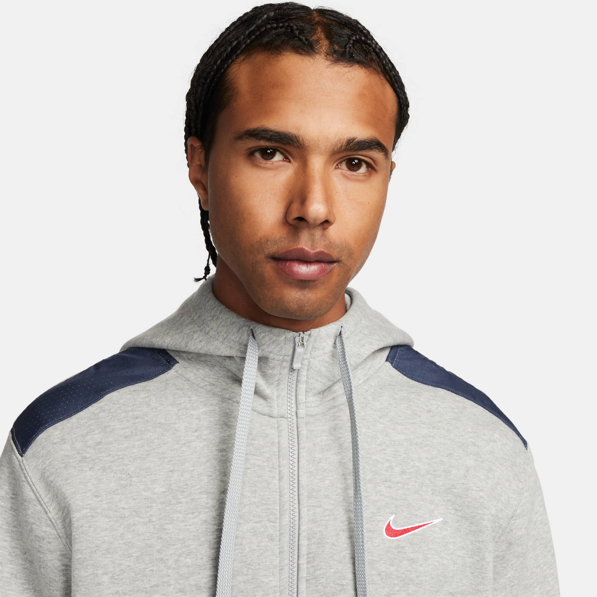 NIKE M NSW SP FLC FZ HOODIE BB DK GREY HEATHER/THUNDER BLUE – Bild 3