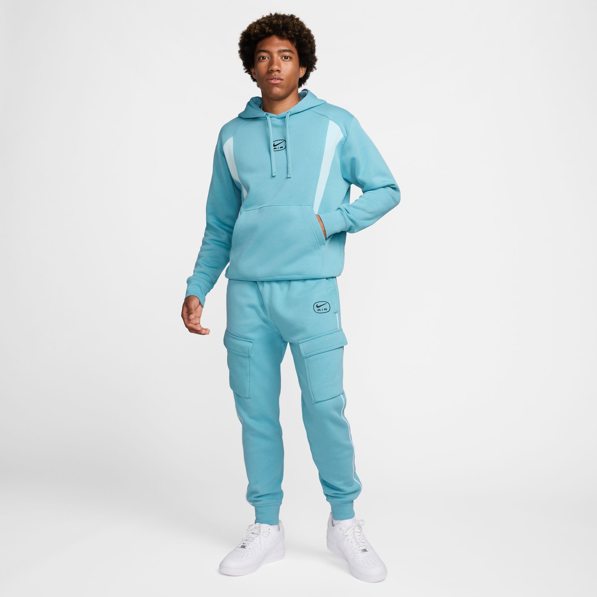 NIKE M NSW SW AIR PO HOODY FLC BB DENIM TURQ/GLACIER BLUE/BLACK – Bild 7
