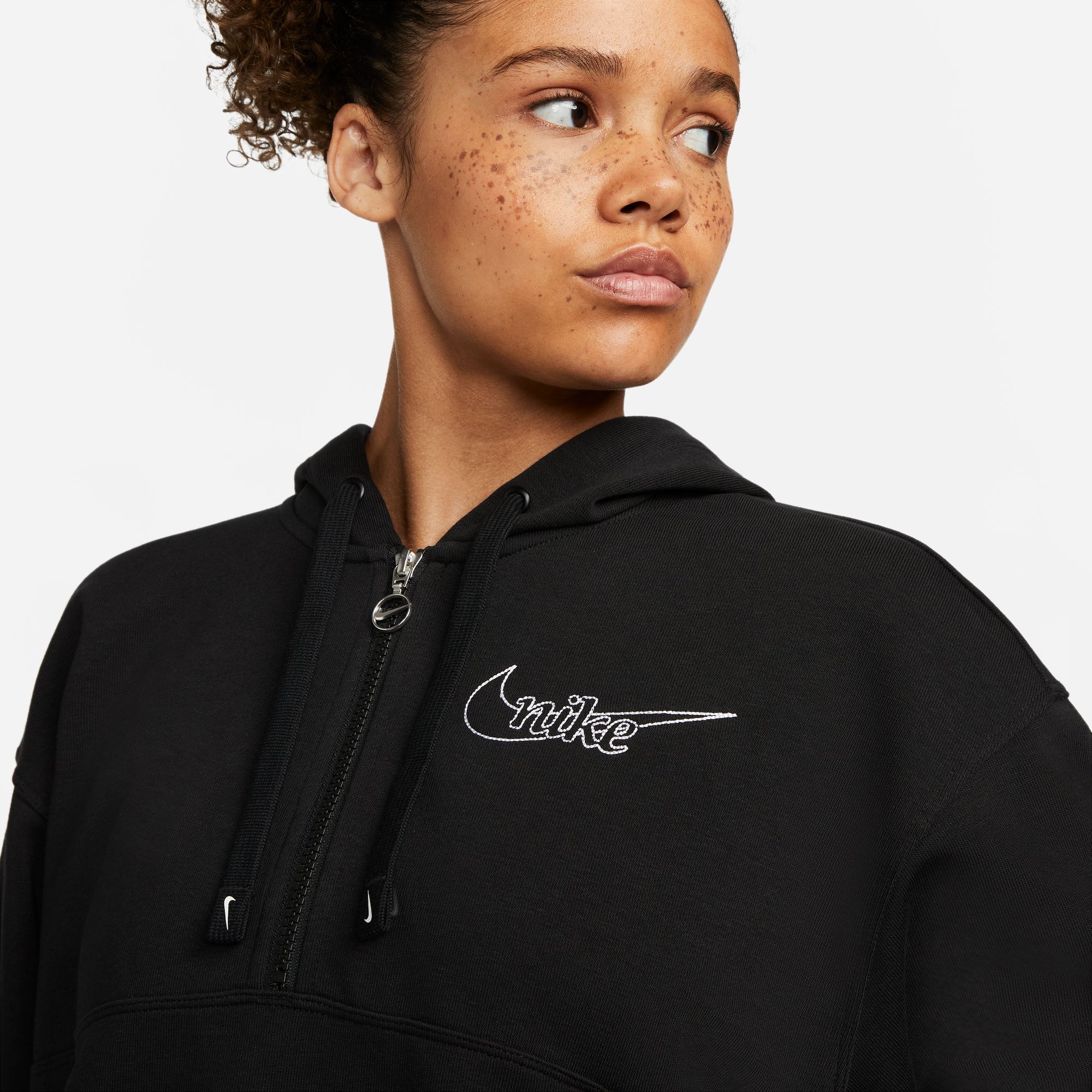 NIKE W NK DF GT FT GX HZ HOODIE BLACK/WHITE – Bild 3