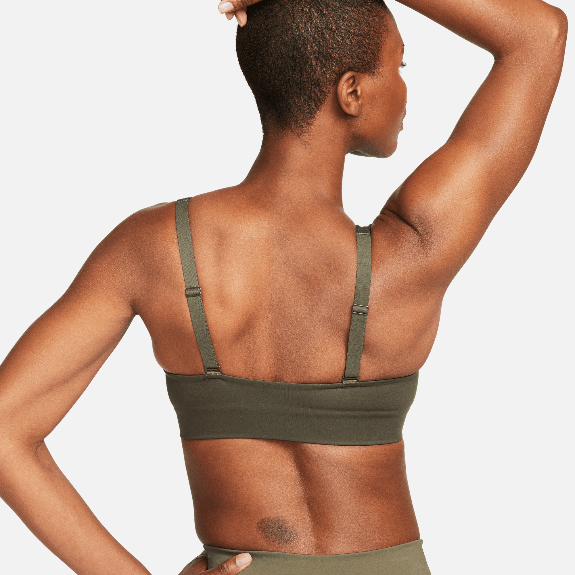 NIKE W NK DF INDY PLUNGE CUTOUT BRA CARGO KHAKI/WHITE – Bild 2