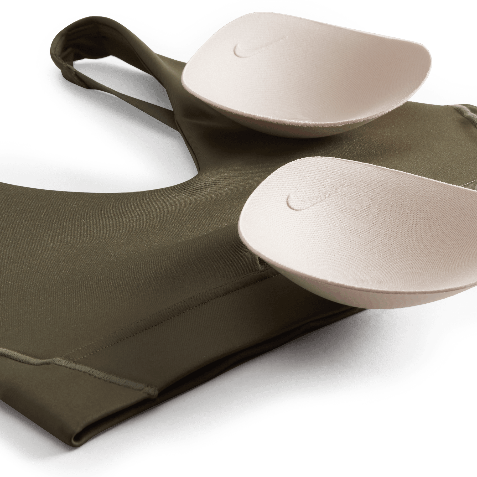 NIKE W NK DF INDY PLUNGE CUTOUT BRA CARGO KHAKI/WHITE – Bild 4