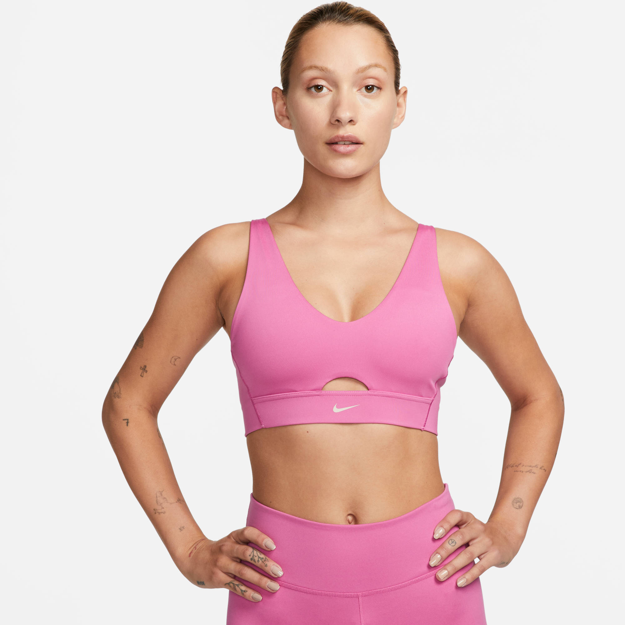 NIKE W NK DF INDY PLUNGE CUTOUT BRA COSMIC FUCHSIA/FOSSIL STON