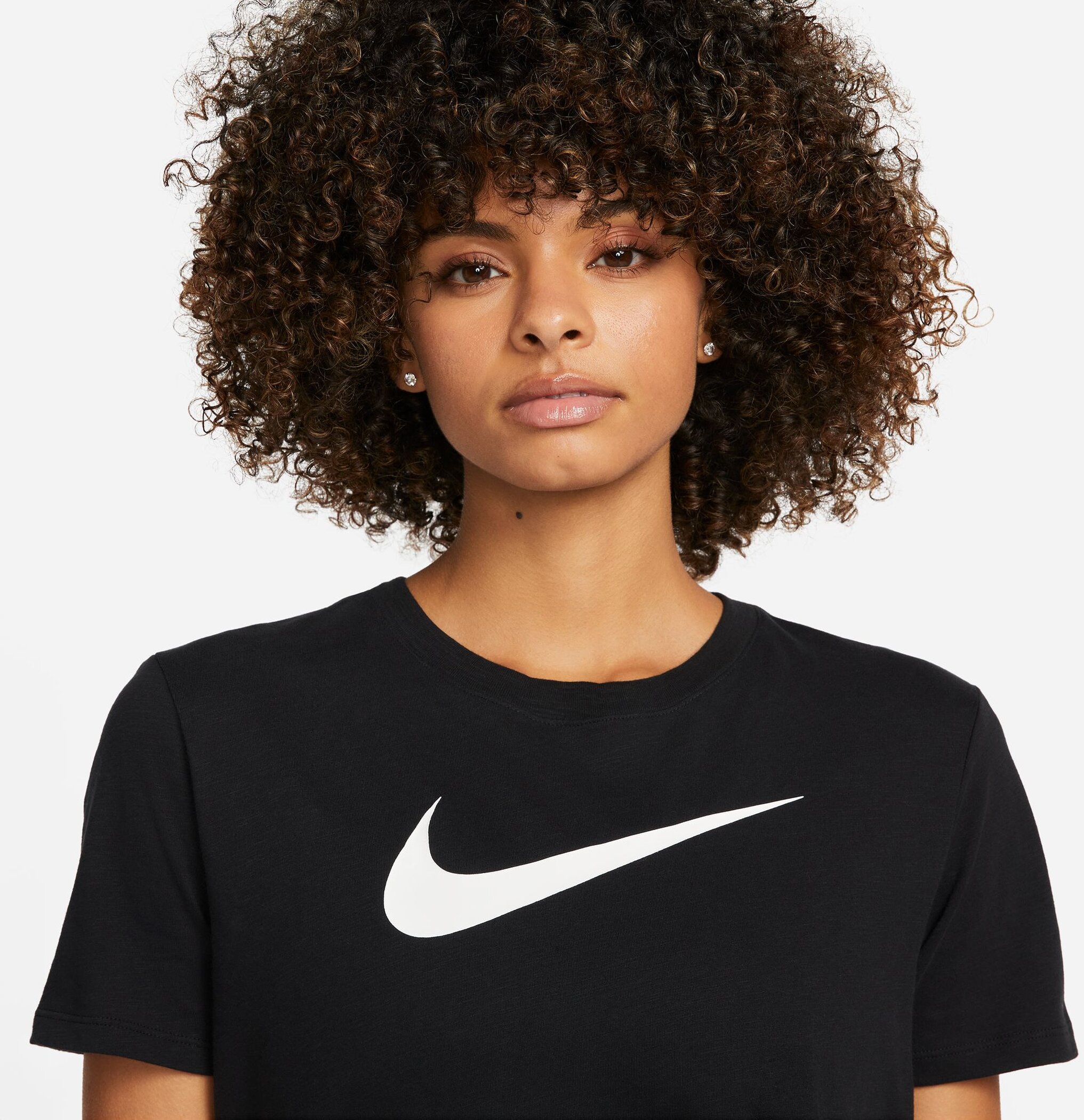 NIKE W NK DF TEE SWOOSH BLACK/WHITE – Bild 4