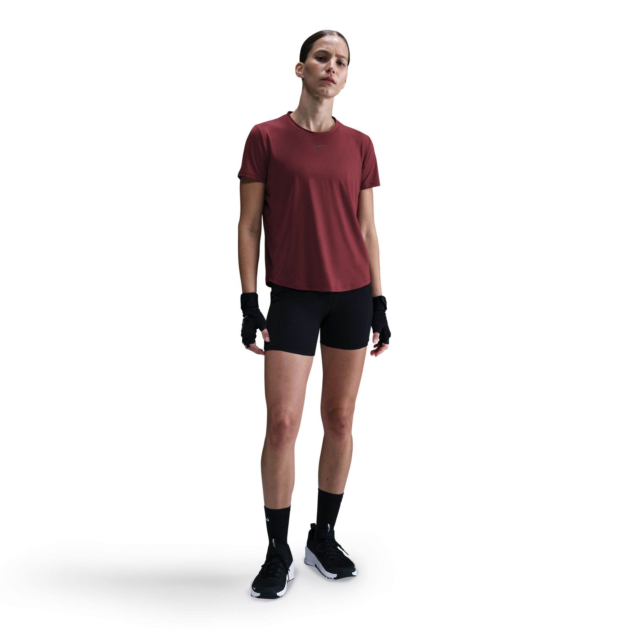 NIKE W NK ONE CLASSIC DF SS TOP DARK TEAM RED/BLACK