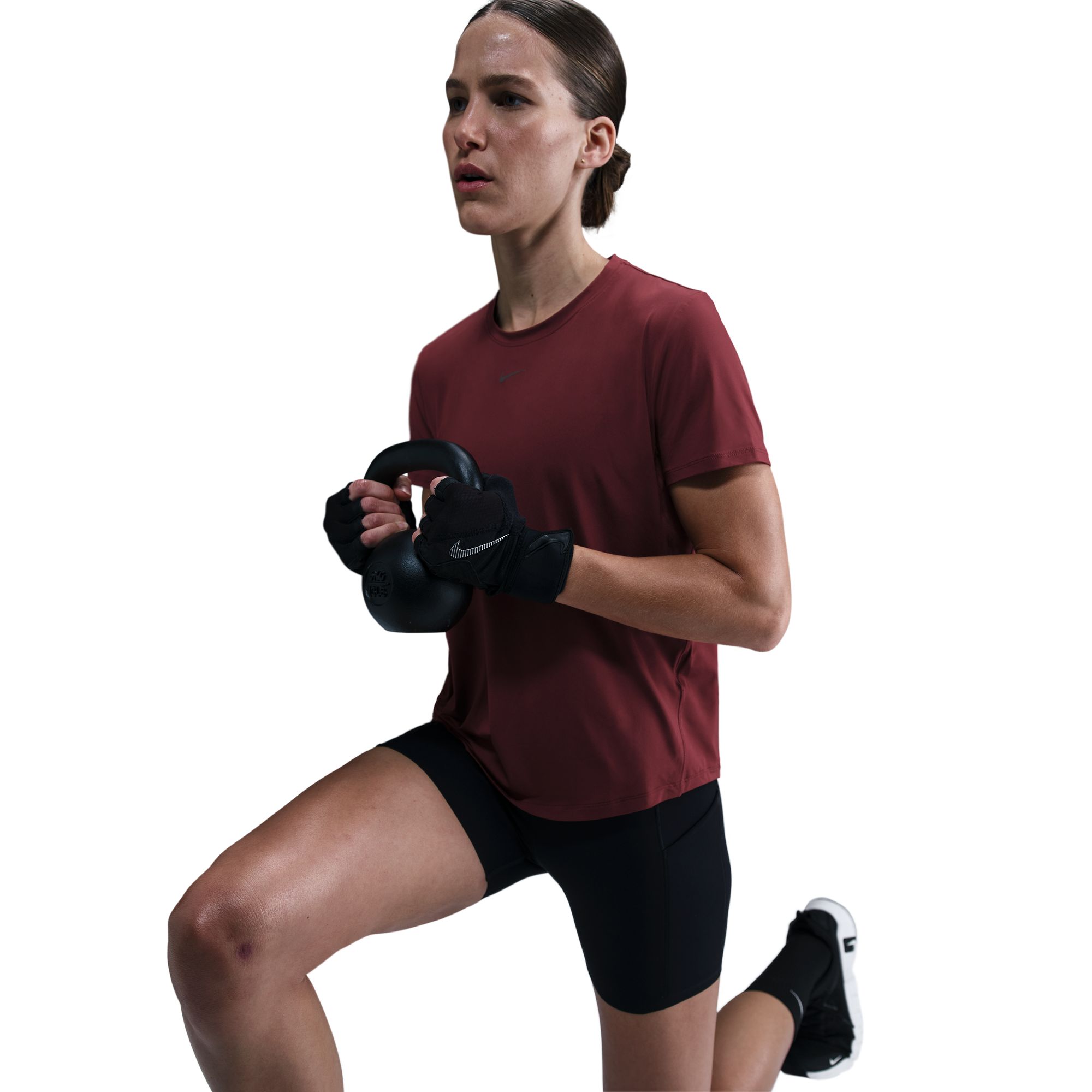 NIKE W NK ONE CLASSIC DF SS TOP DARK TEAM RED/BLACK – Bild 3