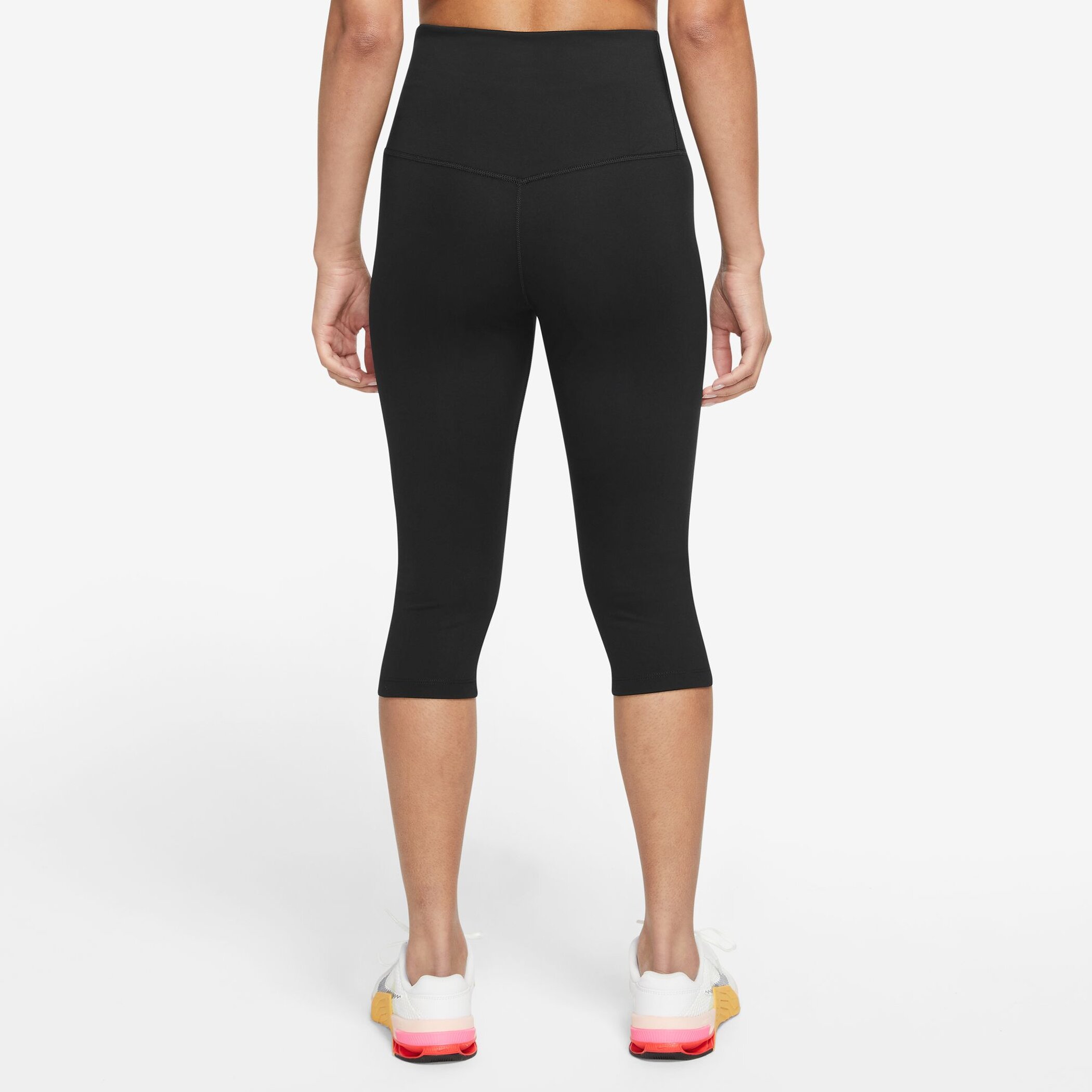 NIKE W NK ONE DF HR CPRI TIGHT BLACK/WHITE – Bild 2