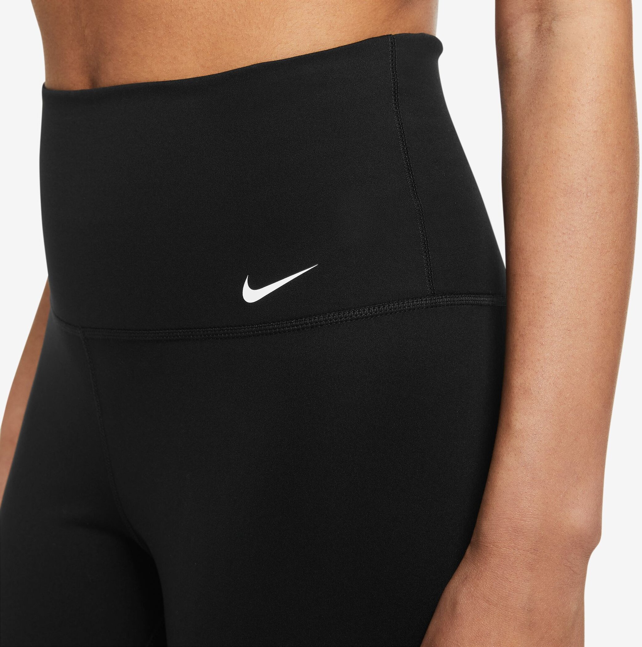 NIKE W NK ONE DF HR CPRI TIGHT BLACK/WHITE – Bild 3