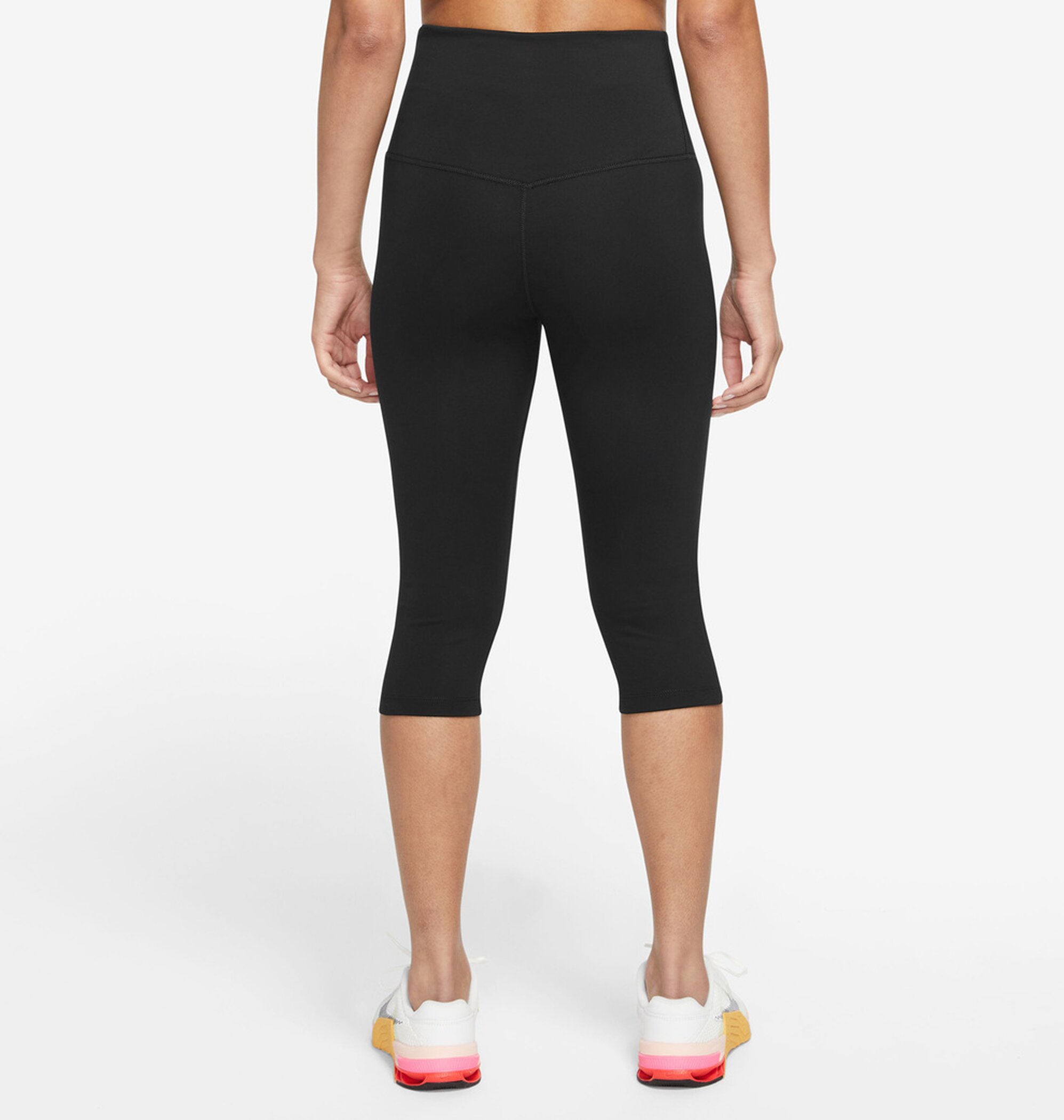 NIKE W NK ONE DF HR CPRI TIGHT BLACK/WHITE – Bild 4