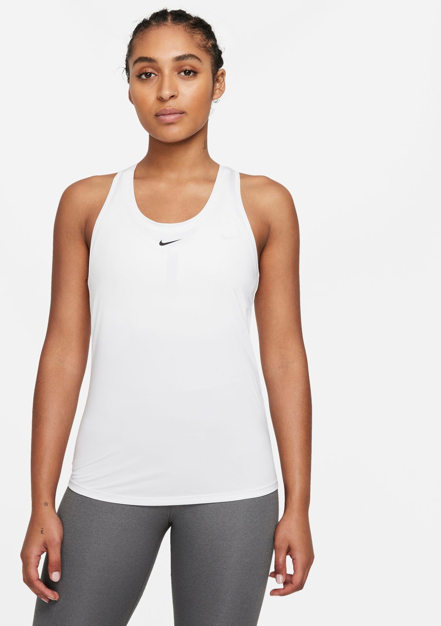 NIKE W NK ONE DF SLIM TANK WHITE/BLACK