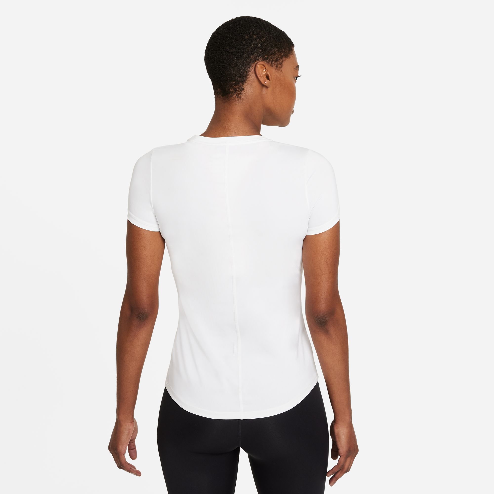 NIKE W NK ONE DF SS SLIM TOP WHITE/BLACK – Bild 2