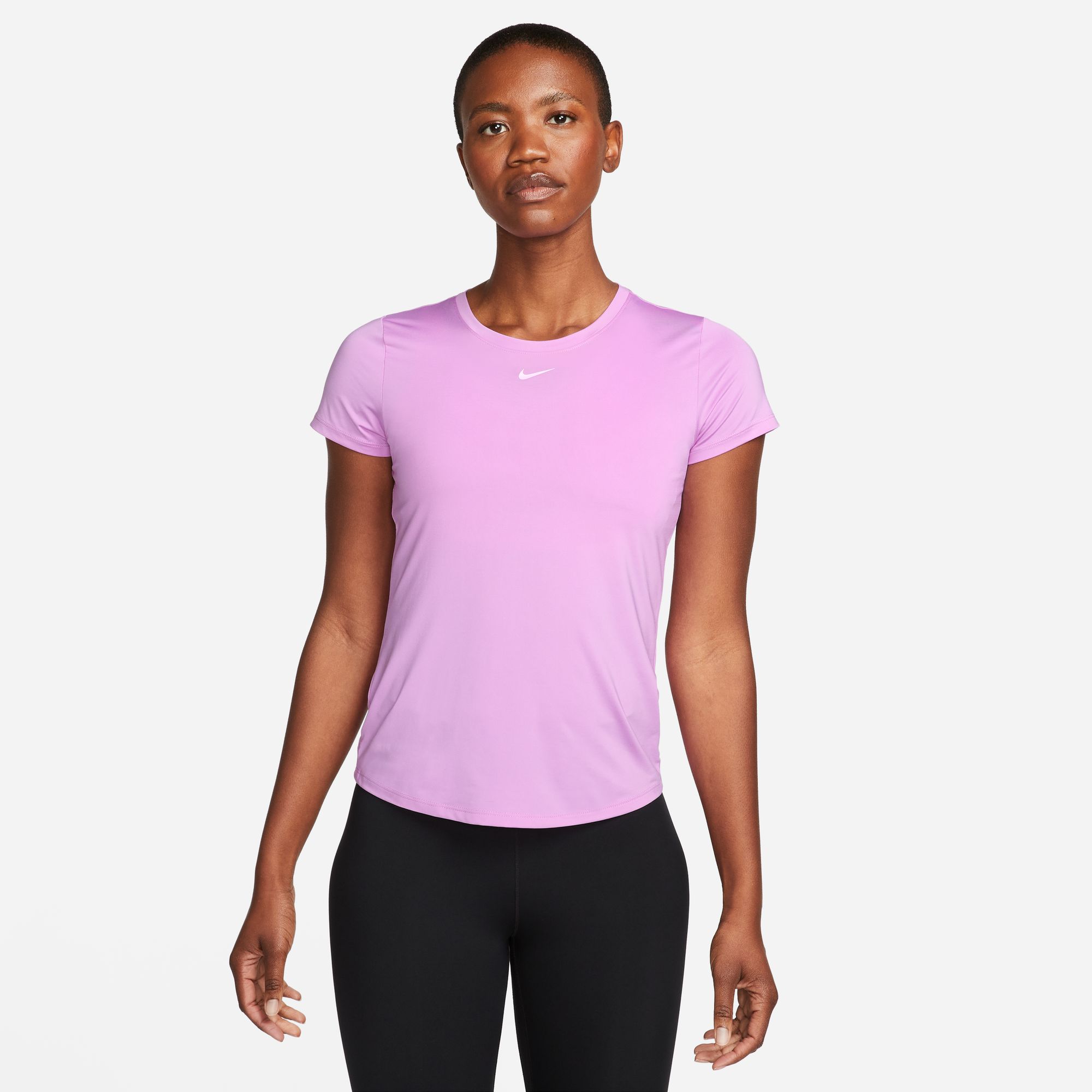 NIKE W NK ONE DF SS SLIM TOP RUSH FUCHSIA/WHITE