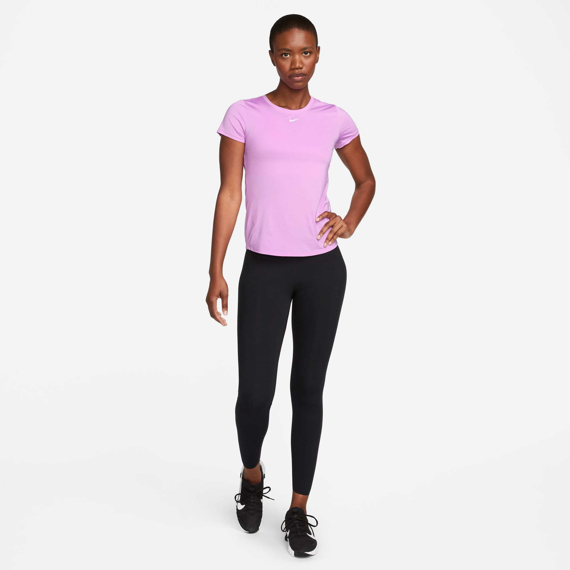 NIKE W NK ONE DF SS SLIM TOP RUSH FUCHSIA/WHITE – Bild 4