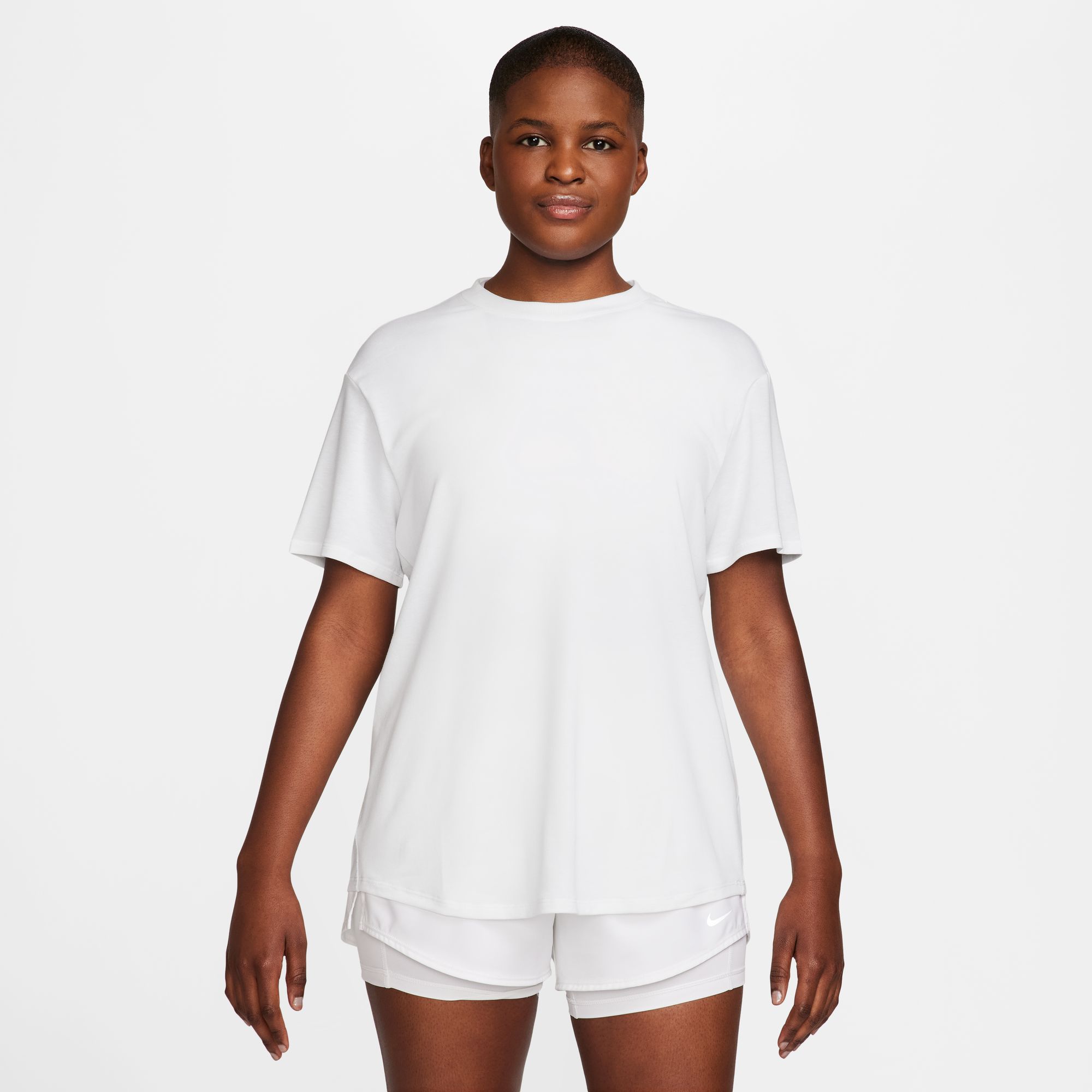 NIKE W NK ONE RELAXED DF SS TOP WHITE/BLACK