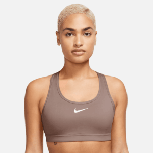 NIKE W NK SWSH MED SPT BRA SMOKEY MAUVE/WHITE