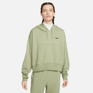 NIKE W NSW JRSY OS PO HOODIE OIL GREEN/BLACK