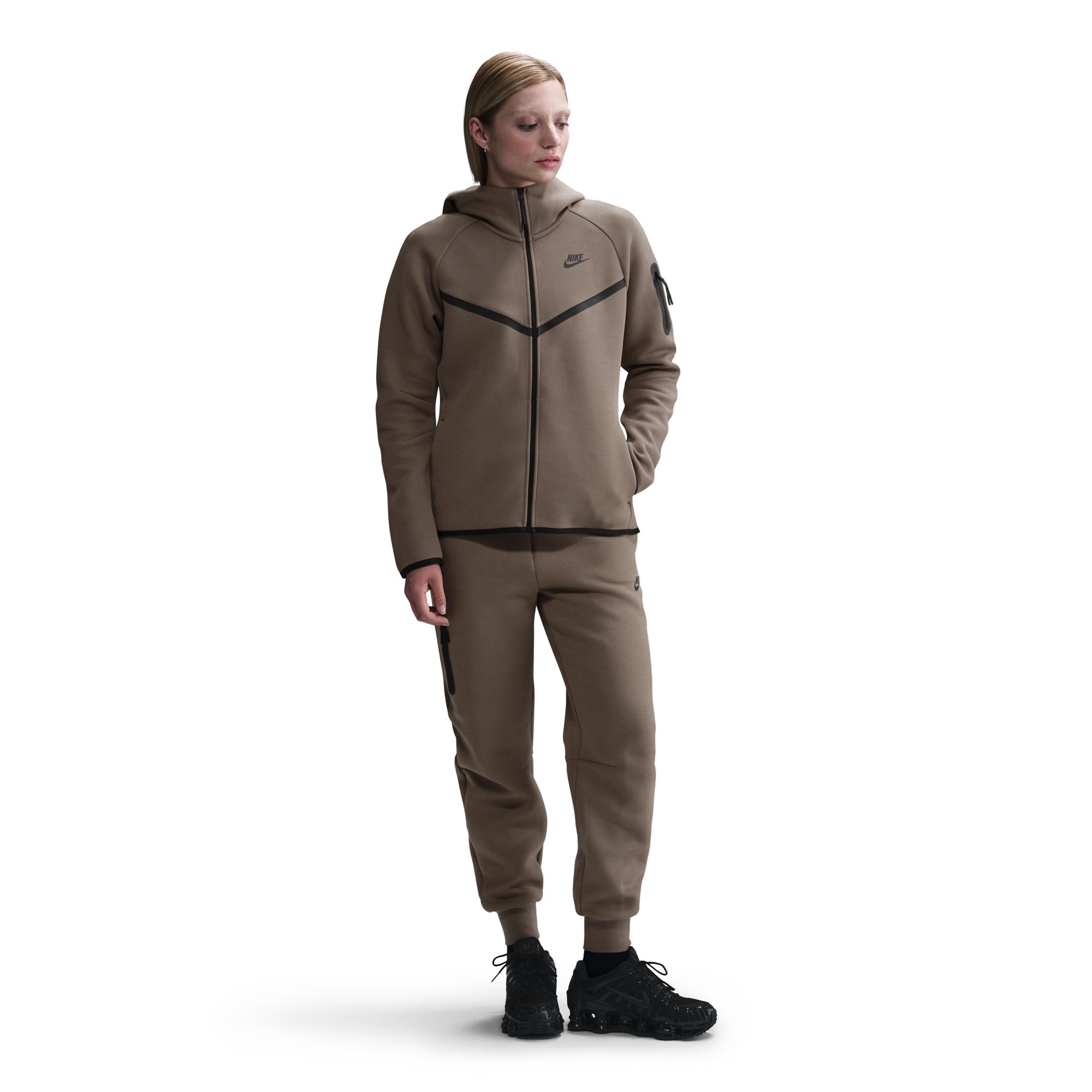 NIKE W NSW TCH FLC WR FZ HDY 2 MINK BROWN/BLACK