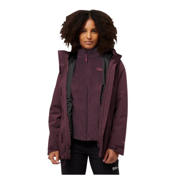JACK WOLFSKIN ROTWAND 3IN1 JKT W AMARANTH – Bild 5