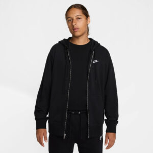 NIKE M NK CLUB FT FZ HOODIE BLACK/BLACK/WHITE