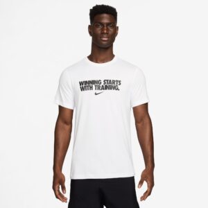 NIKE M NK DF TEE WINNING WHITE/BLACK
