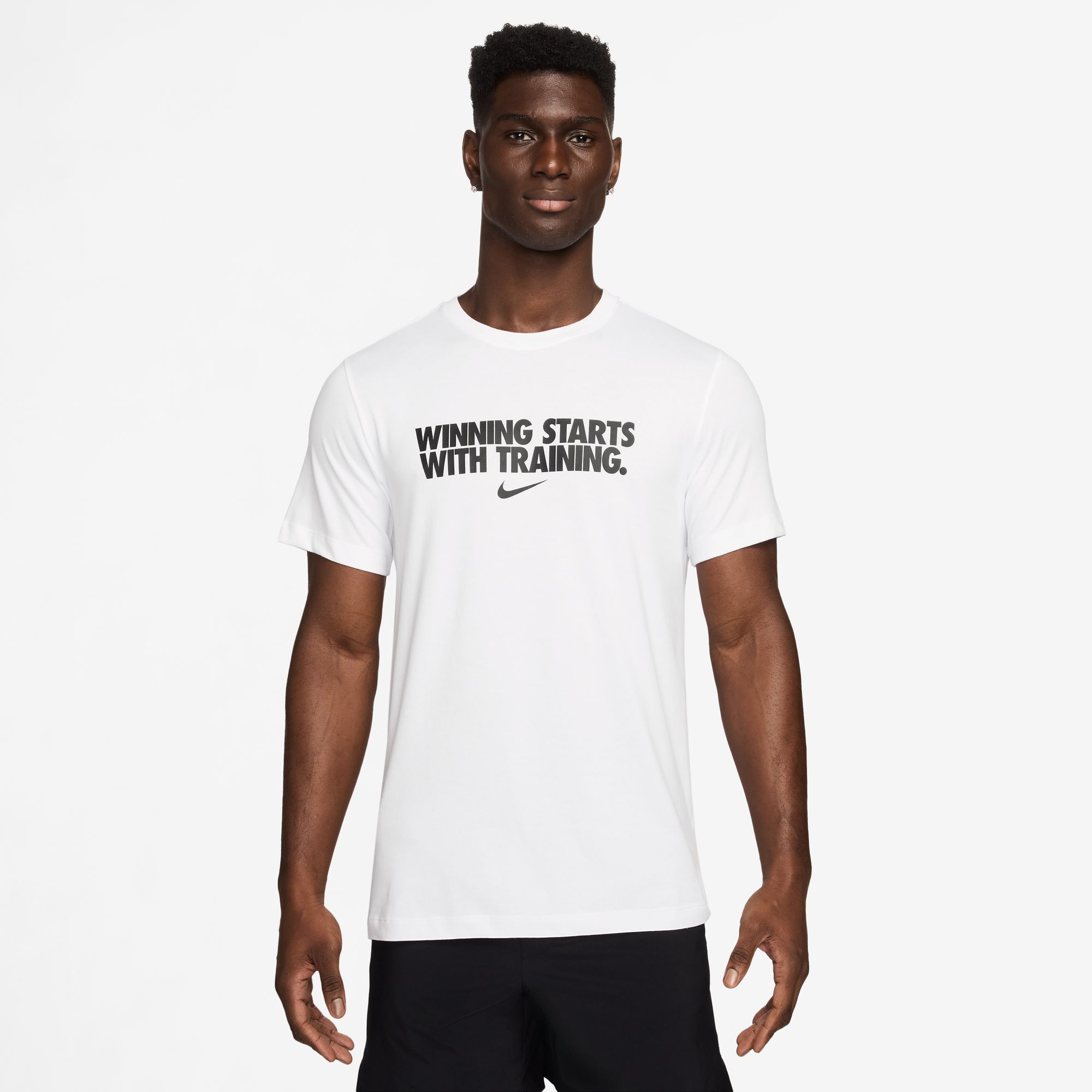 NIKE M NK DF TEE WINNING WHITE/BLACK