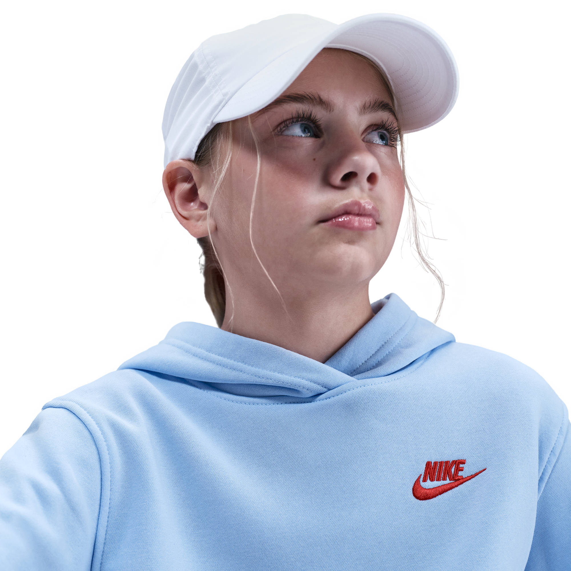 NIKE K NSW CLUB FLC HDY LBR ROYAL TINT/LT CRIMSON – Bild 4