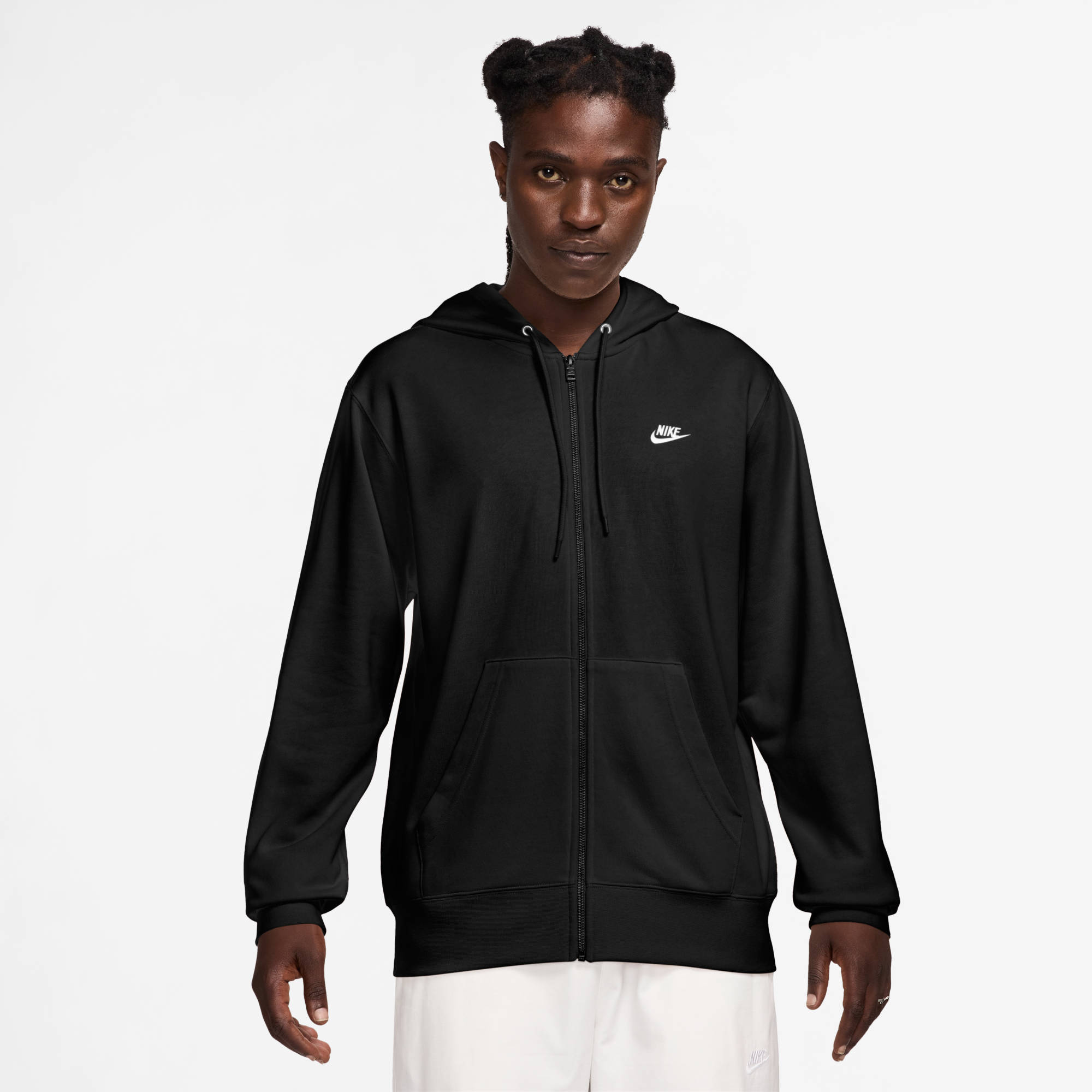 NIKE M NK CLUB FT PO HOODIE BLACK/BLACK/WHITE