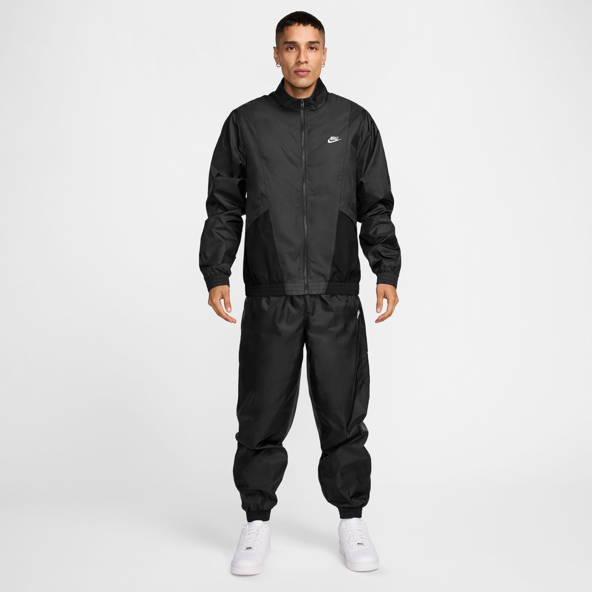 NIKE M NK CLUB WVN TRK SUIT BLACK/BLACK/WHITE