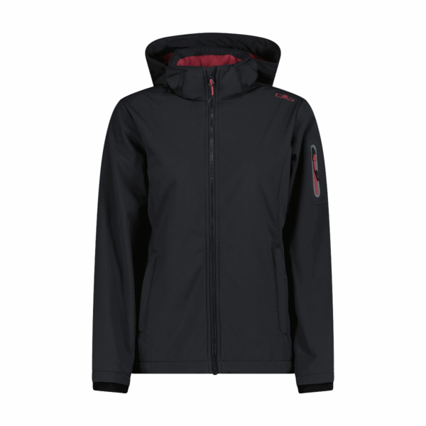 CMP WOMAN JACKET ZIP HOOD ANTRACITE-PEONY