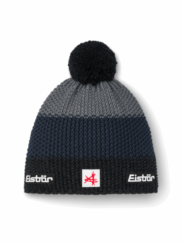 EISBÄR STAR POMPON SA SCHWARZMEL-D.COBALT-ANTHRAZIT