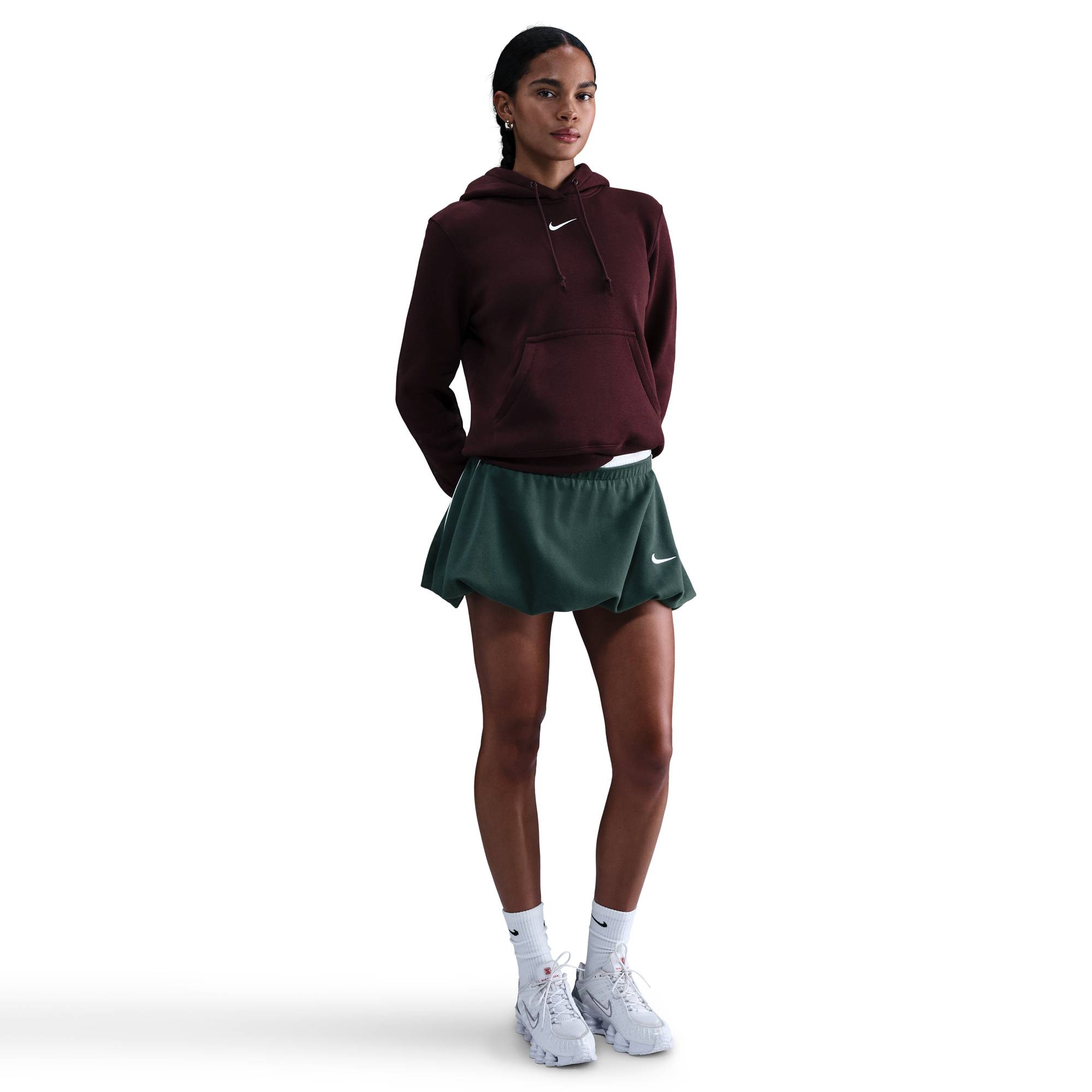 NIKE W NSW PHNX FLC STD PO HOODIE BURGUNDY CRUSH/SAIL