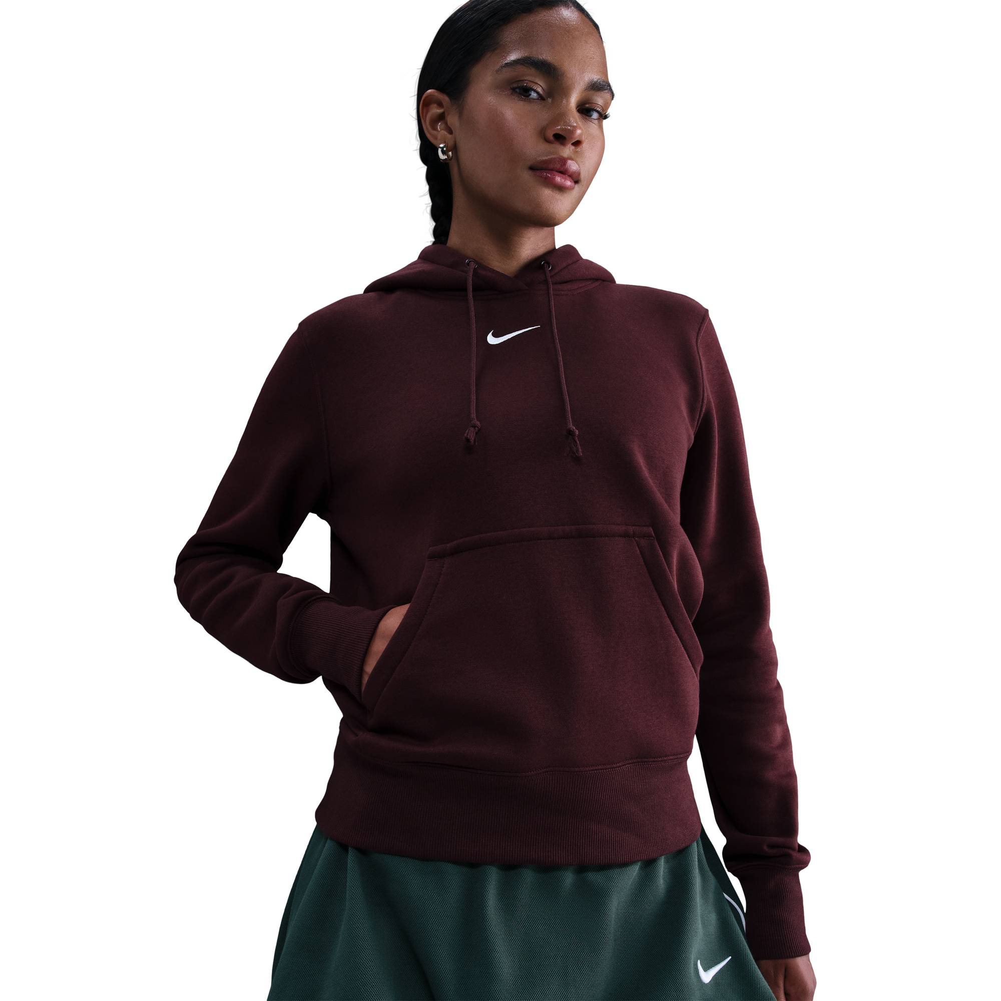 NIKE W NSW PHNX FLC STD PO HOODIE BURGUNDY CRUSH/SAIL – Bild 2