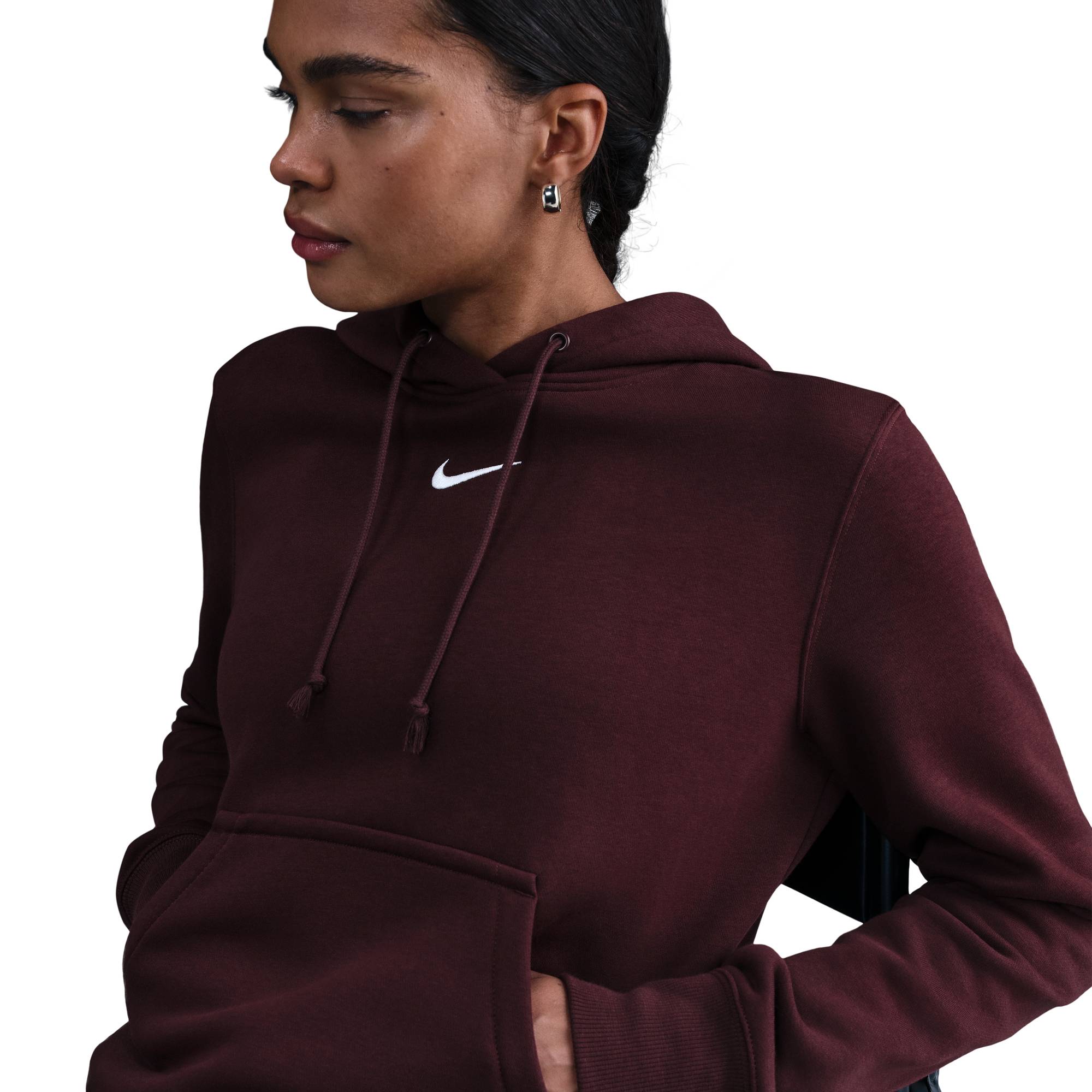 NIKE W NSW PHNX FLC STD PO HOODIE BURGUNDY CRUSH/SAIL – Bild 4