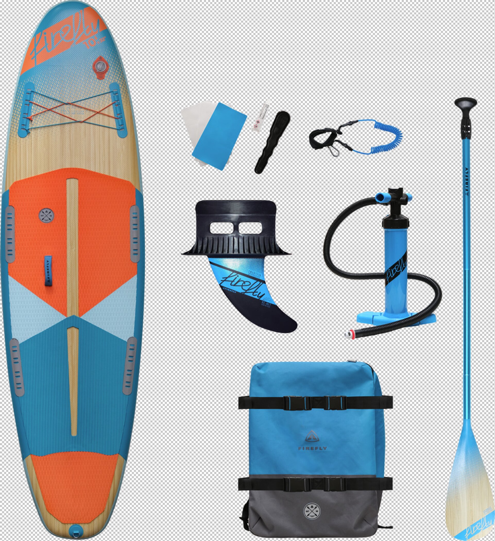 FIREFLY SUP-Board iSUP 300 COM WOOD/ORANGEDARK/BLUE