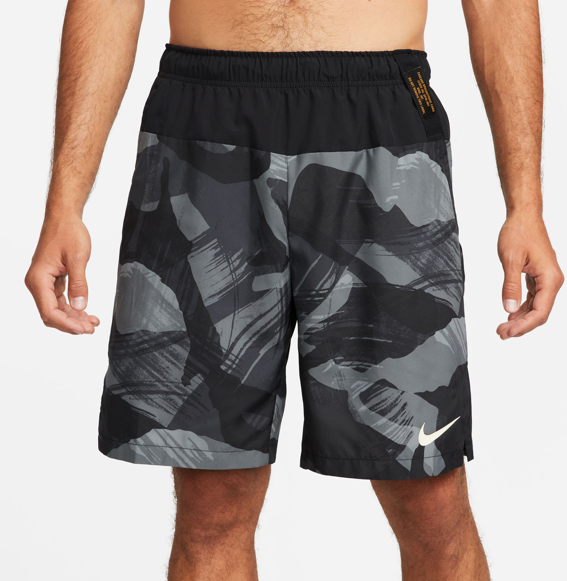 NIKE M NK DF FLX WVN SHRT 9IN CAMO BLACK/BLACK/COCONUT MILK
