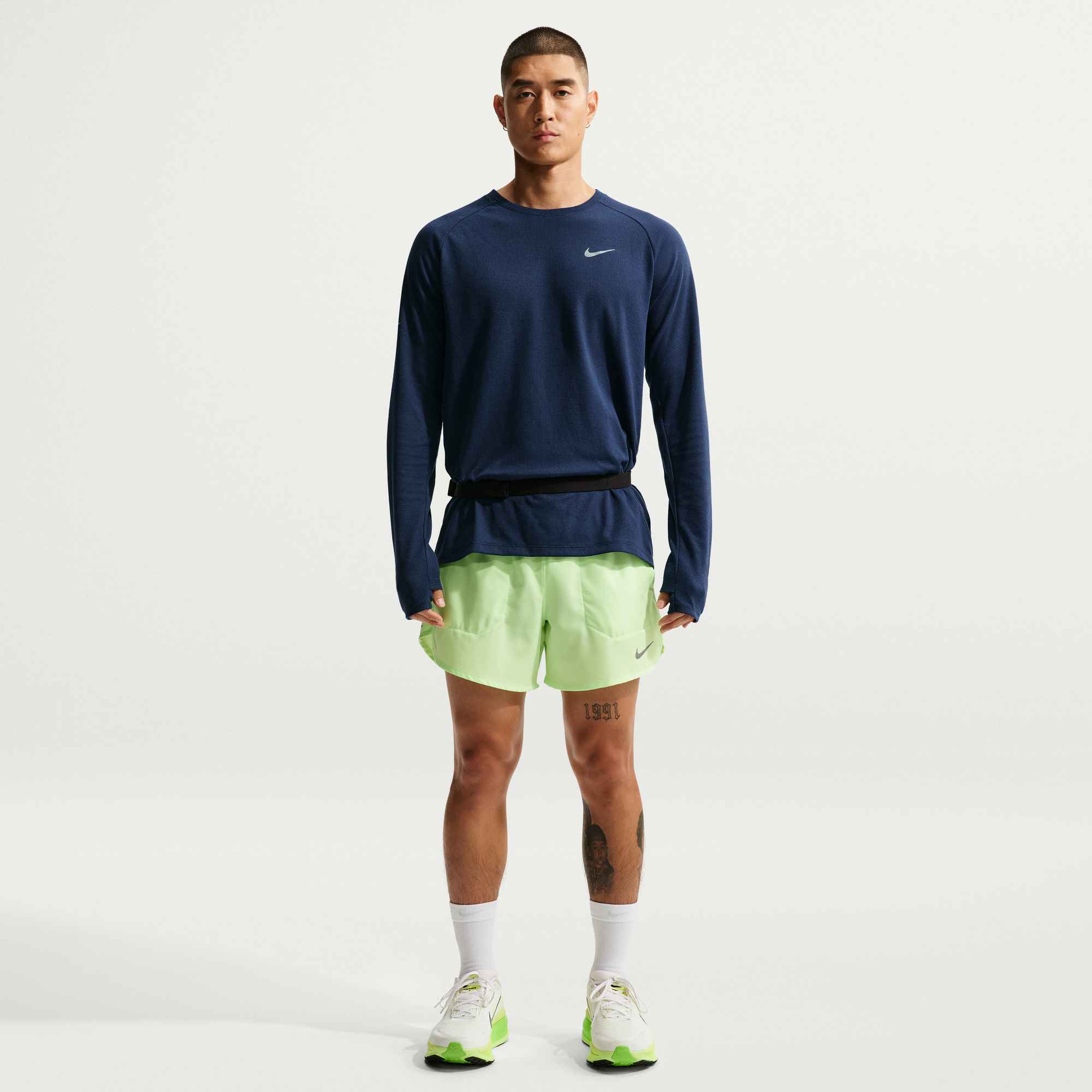 NIKE M NK DF STRIDE WAFFLE CREW MIDNIGHT NAVY/REFLECTIVE SILV