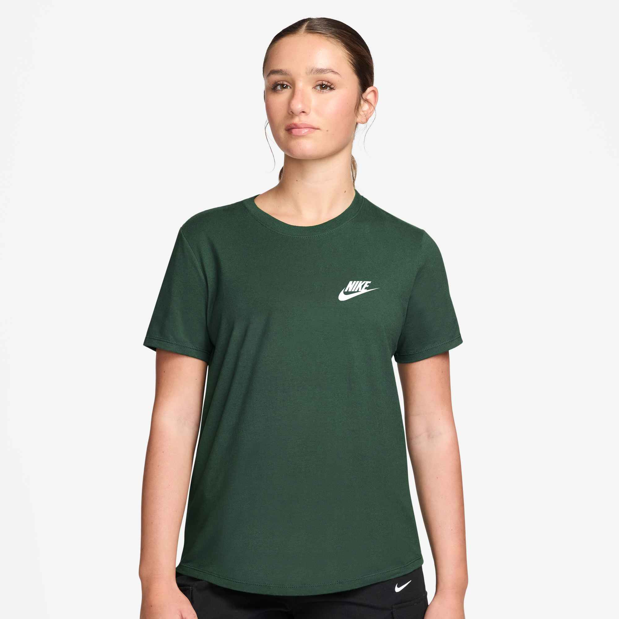 NIKE W NSW CLUB SS TEE FIR/WHITE