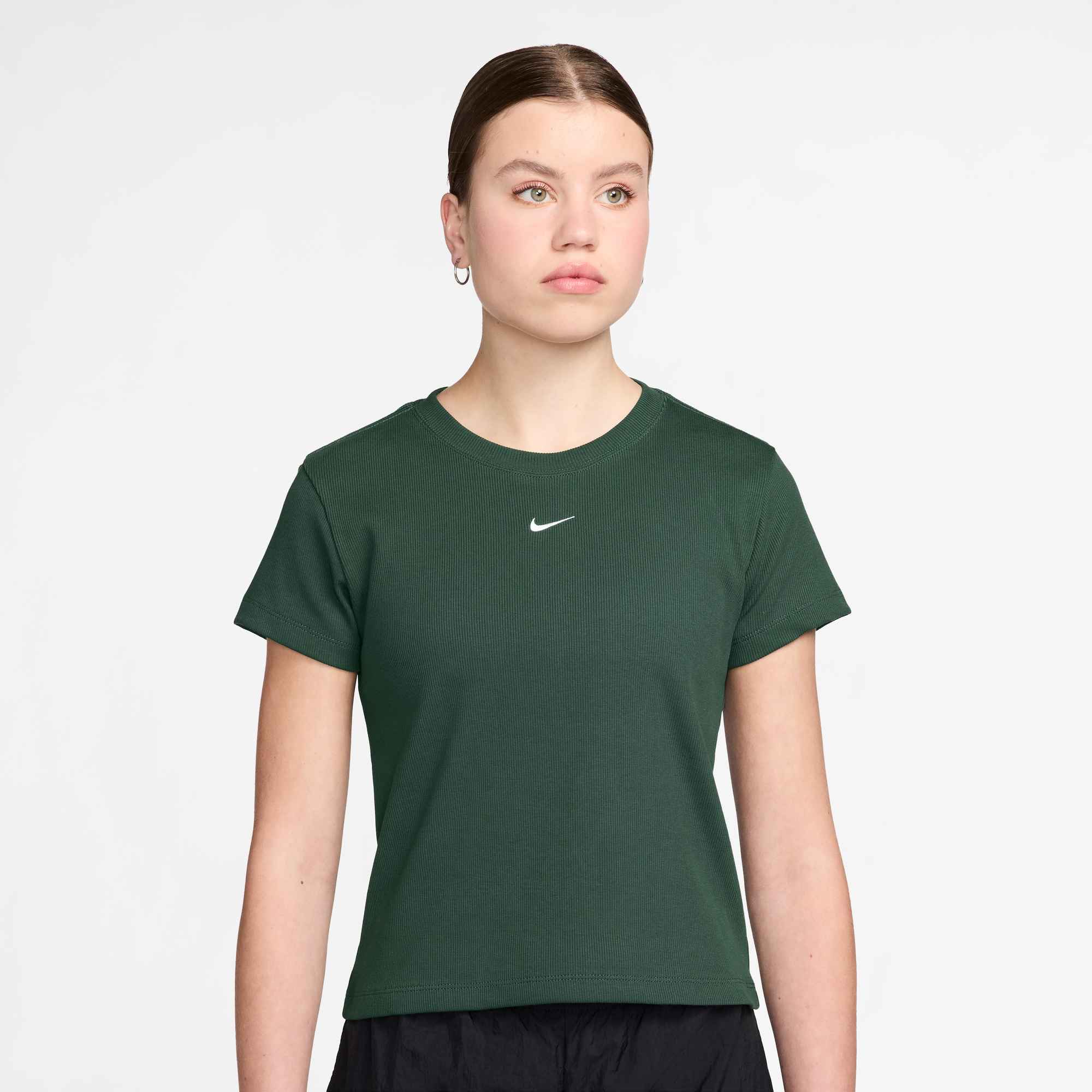 NIKE W NSW RIB TGHT SS TEE FIR