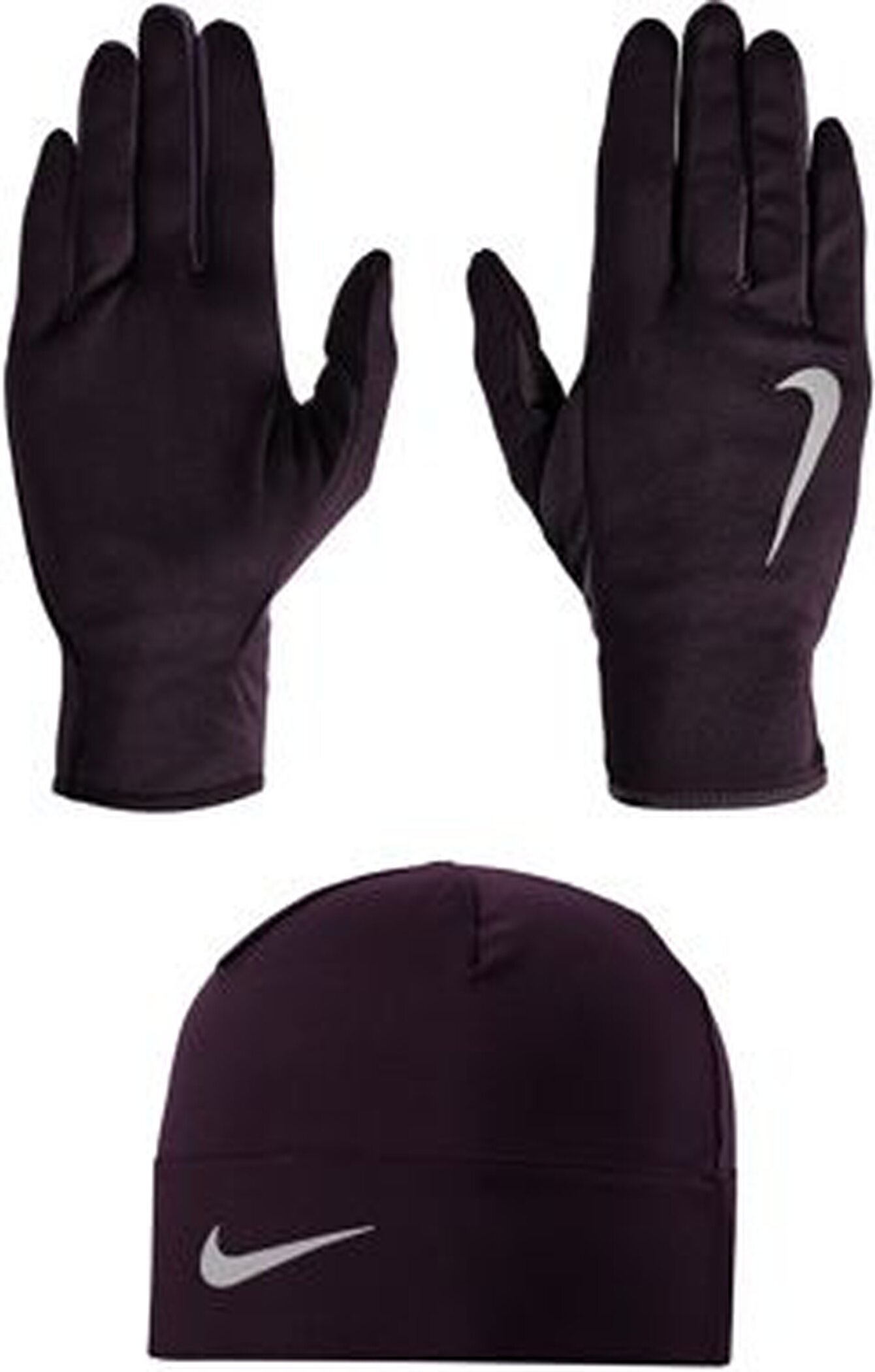 NIKE WOMENS RUN DRY HAT AND GLOV PORT WINE/NIGHT PURPLE/SI