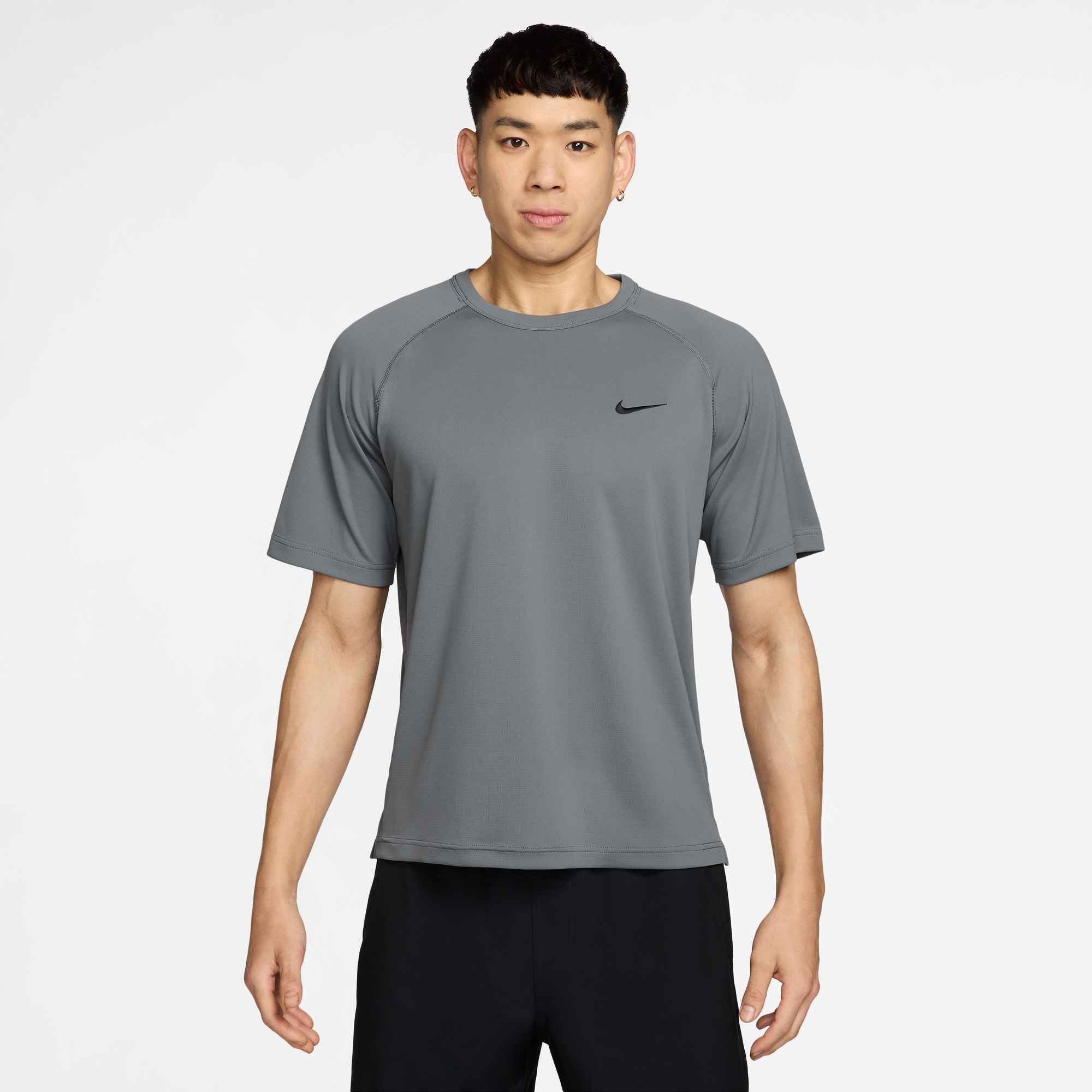 NIKE M NK DF FLEX SS TOP SMOKE GREY/BLACK