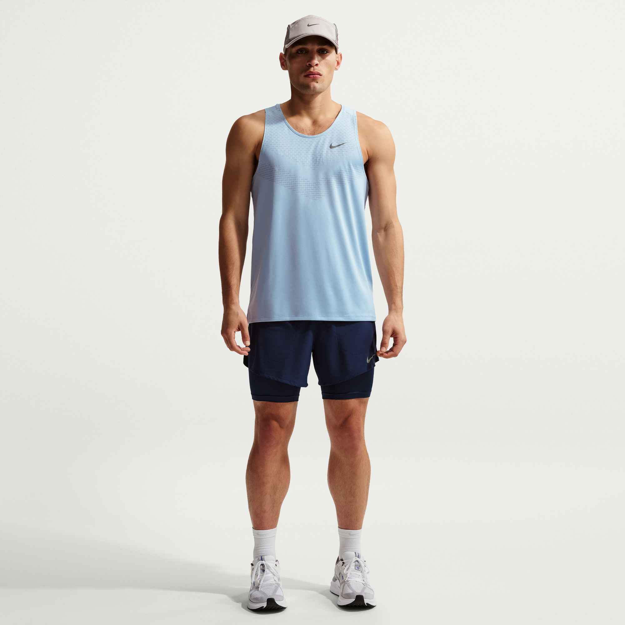 NIKE M NK DF STRIDE 5IN HYBRID SHRT MIDNIGHT NAVY/REFLECTIVE SILV
