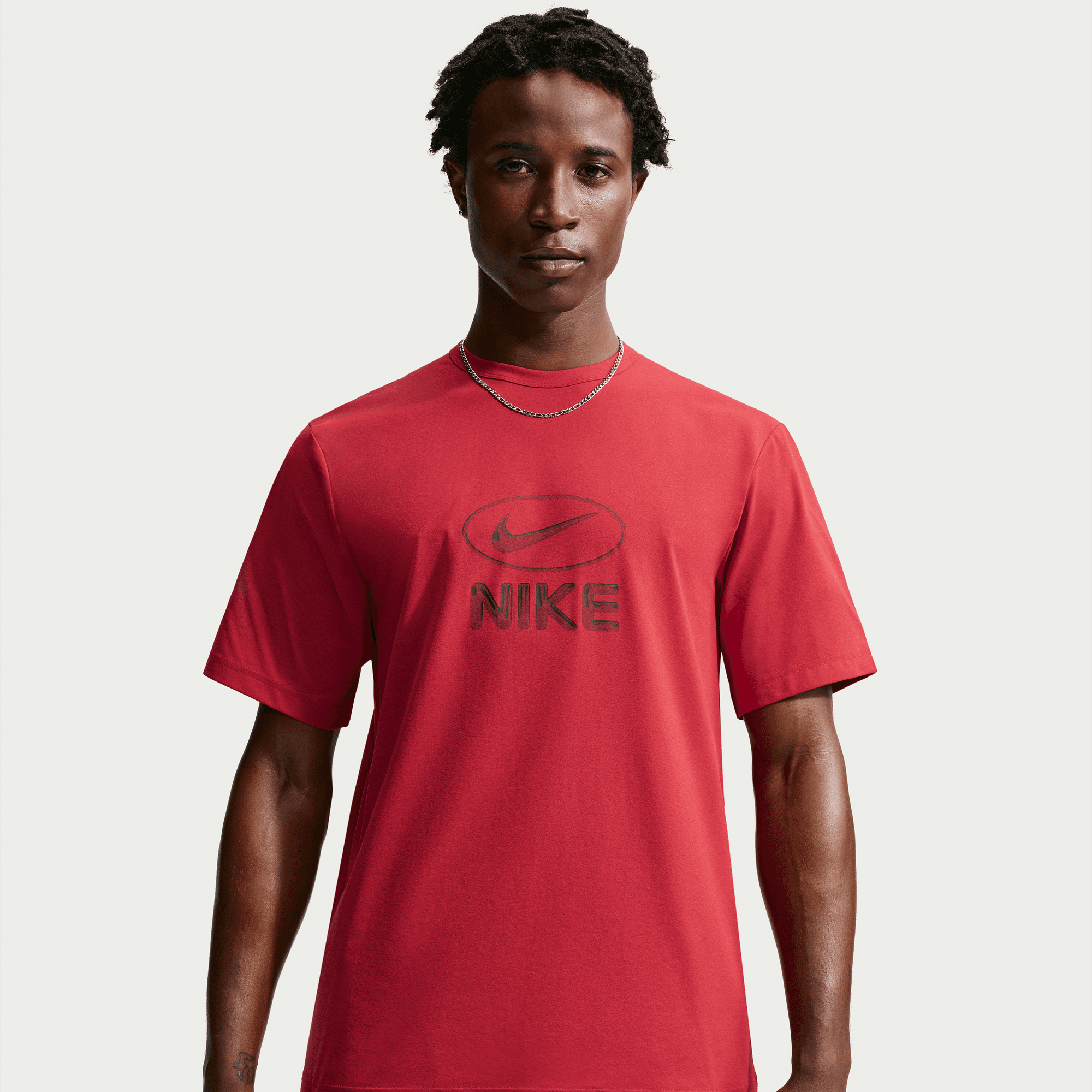 NIKE M NK DF UV HYVERSE TOP FLD GFX TOUGH RED/BLACK