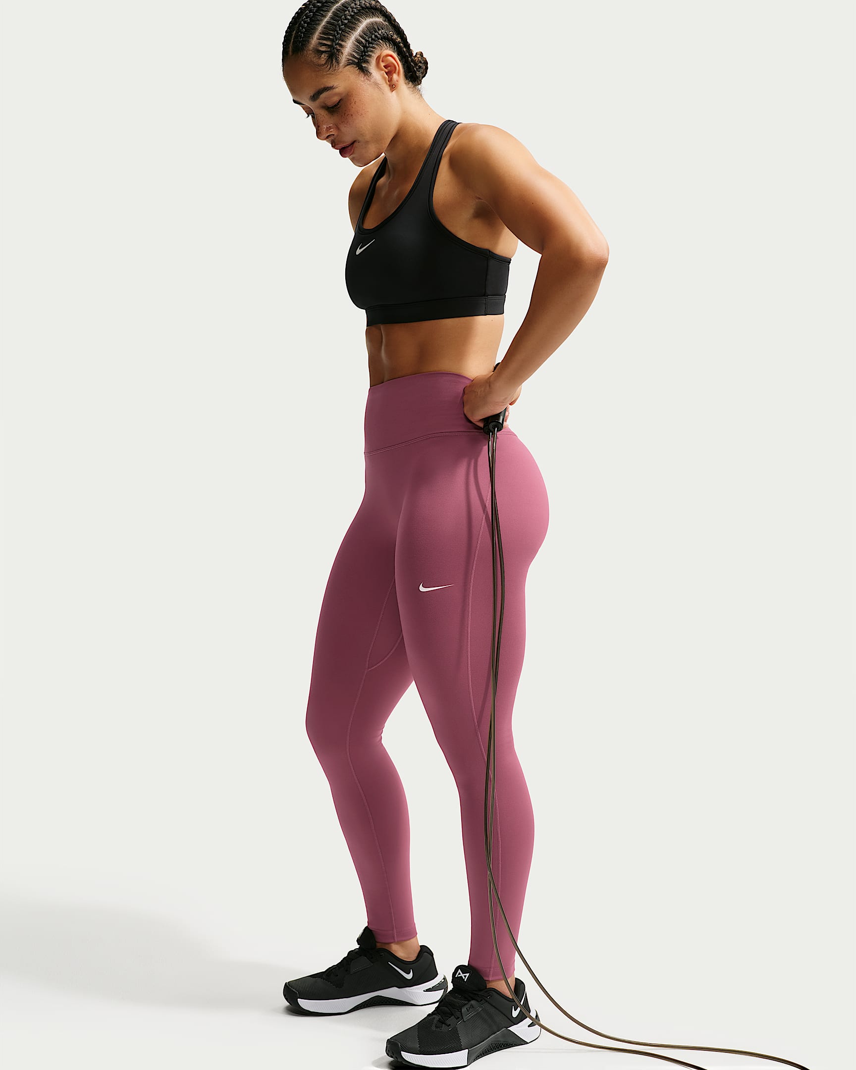 NIKE W NK DF ONE HR TIGHT USEAM PINK SMOKE/WHITE – Bild 4