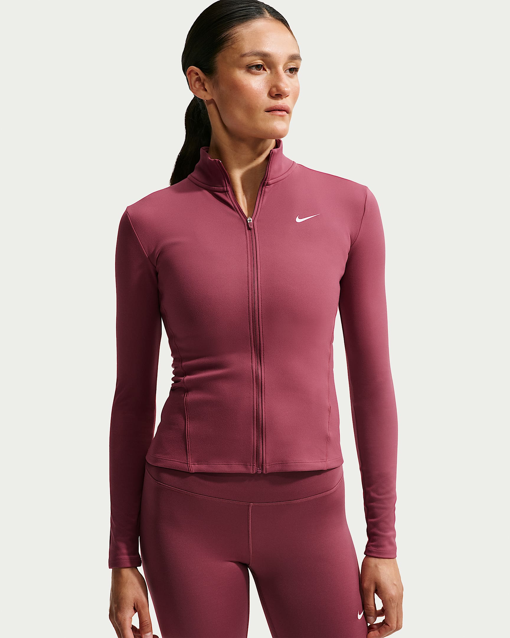 NIKE W NK ONE DF FZ FITTED JKT PINK SMOKE/WHITE